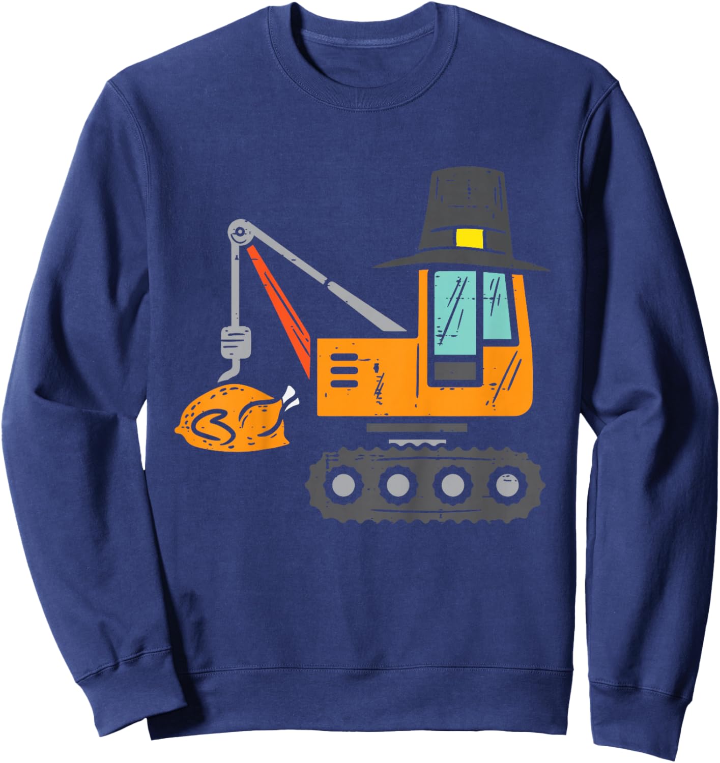 Pilgrim Crane Turkey Thanksgiving Truck Toddler Boys Kids Sweatshirt - Sweatshirt | Navy