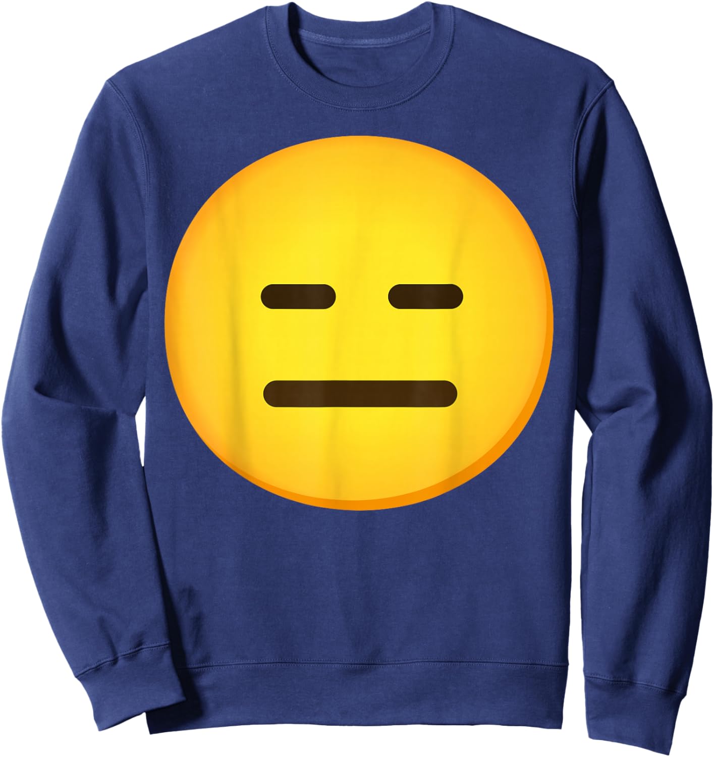 Emoticon Expressionless Face With Straight Mouth Gift Sweatshirt - Sweatshirt | Navy