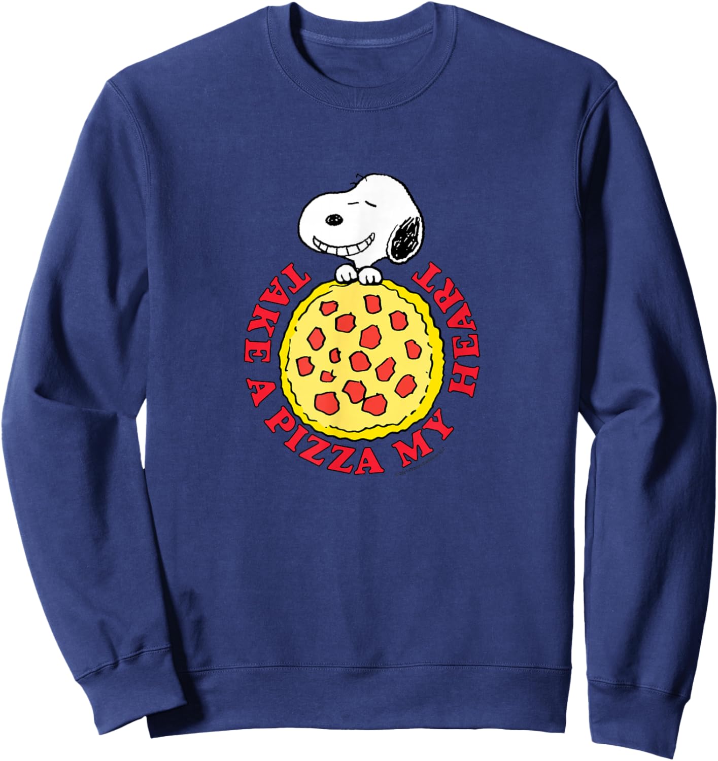 Peanuts Valentines Take A Pizza My Heart Sweatshirt - Sweatshirt | Navy