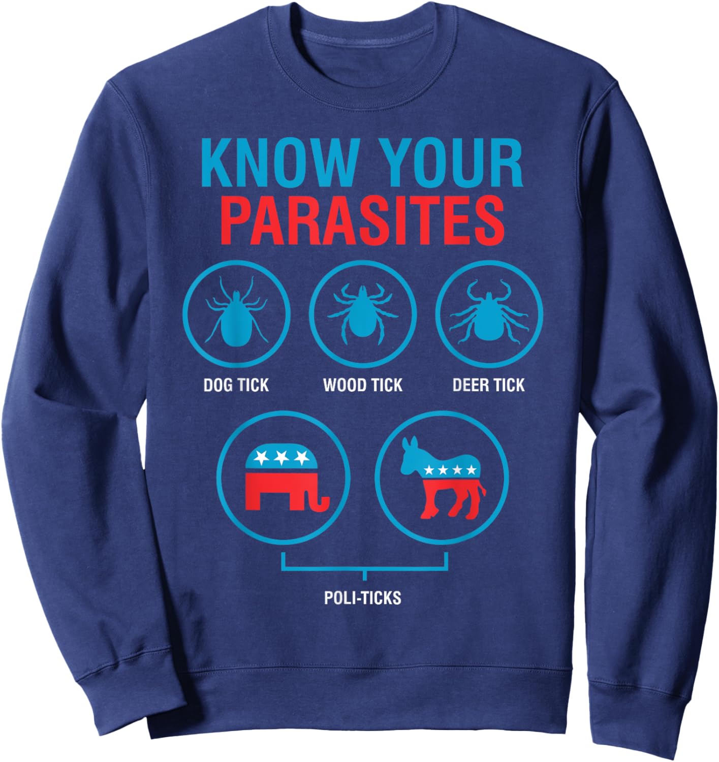 Know Your Parasites Patriotic American Funny Sweatshirt - Sweatshirt | Navy