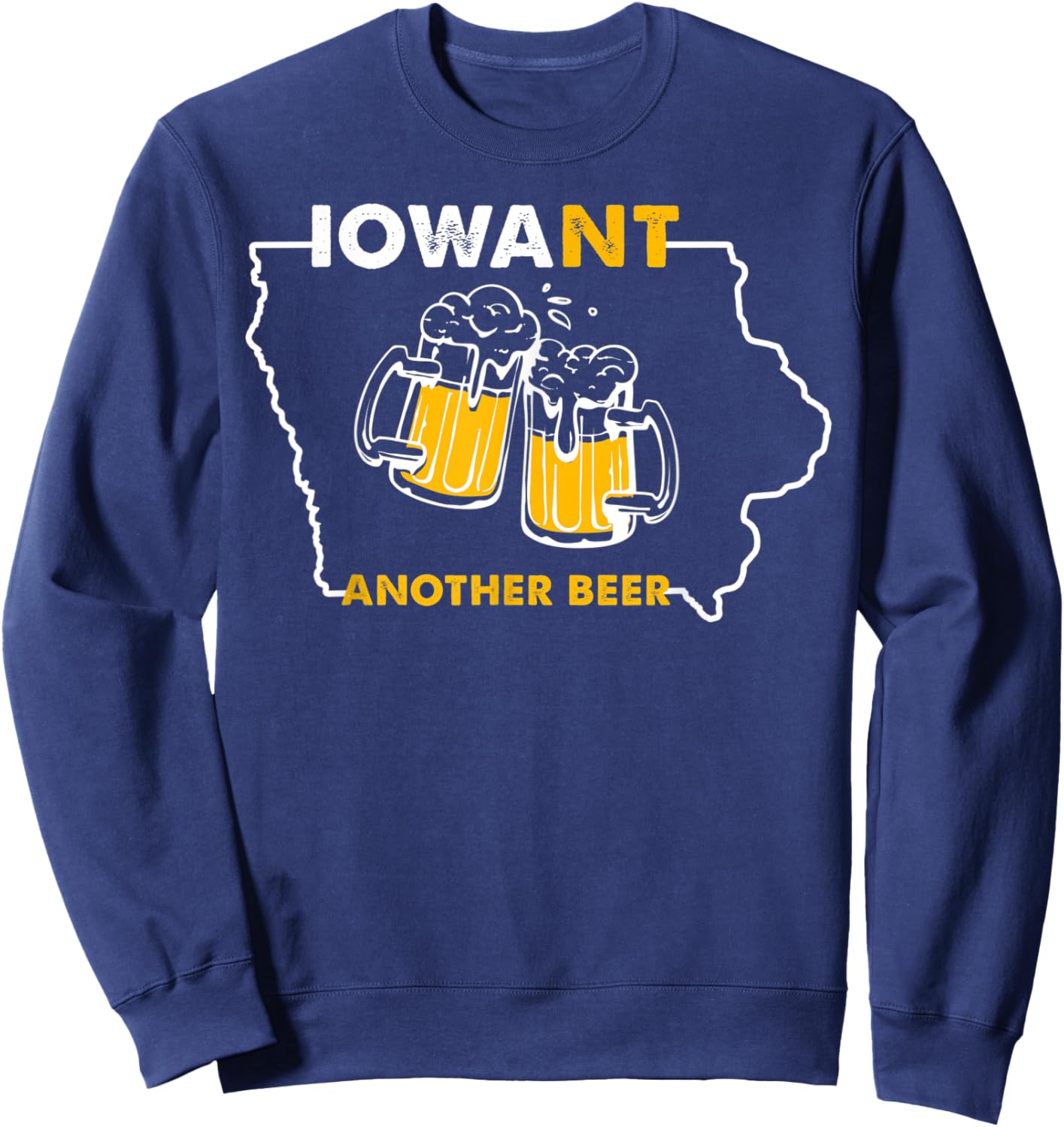 Funny Iowa Beer Shirt-Distressed Iowa State Map Sweatshirt - Sweatshirt | Navy
