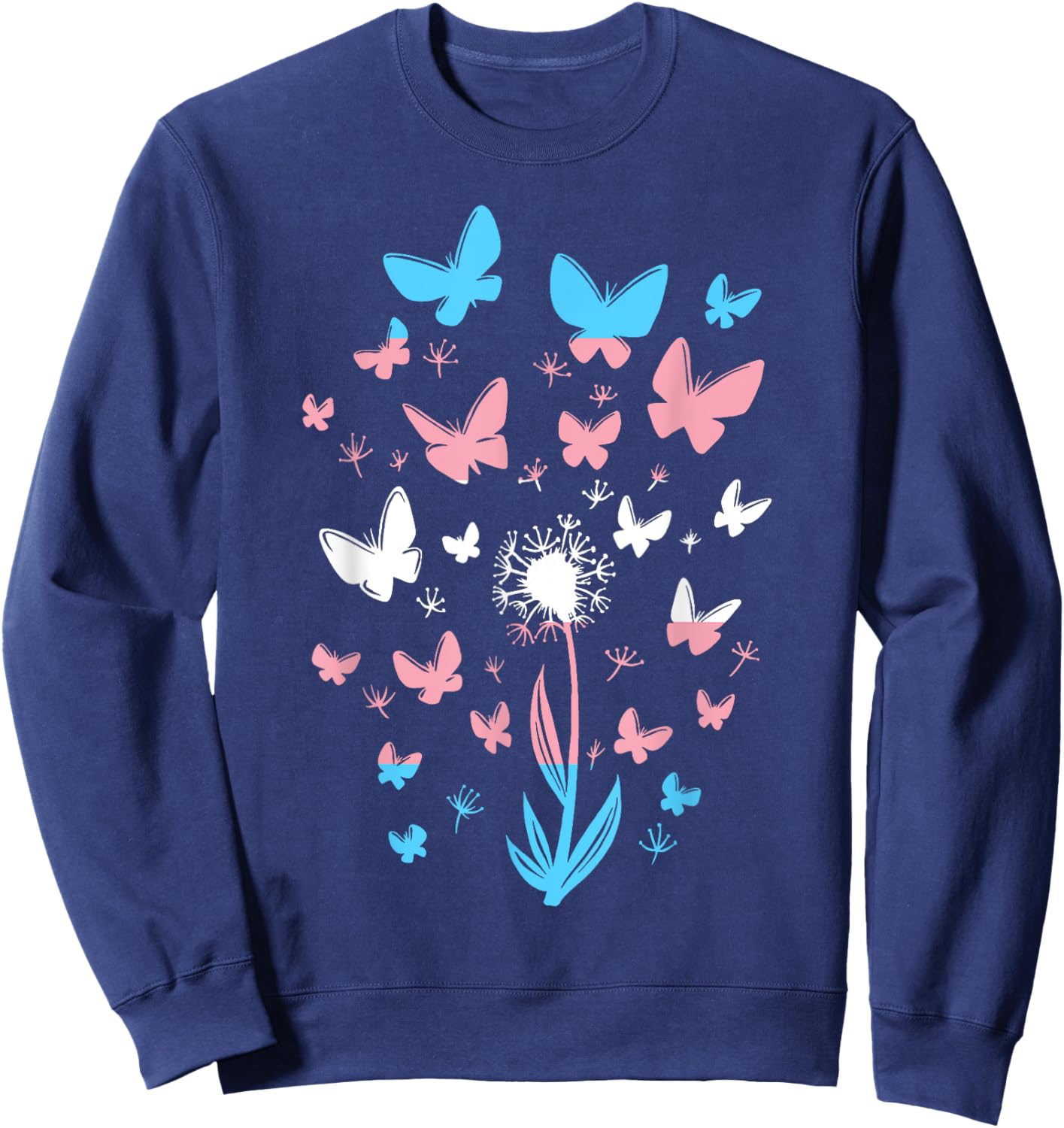 Transgender Petals Flowers Butterflies Transsexual Flag Sweatshirt - Sweatshirt | Navy