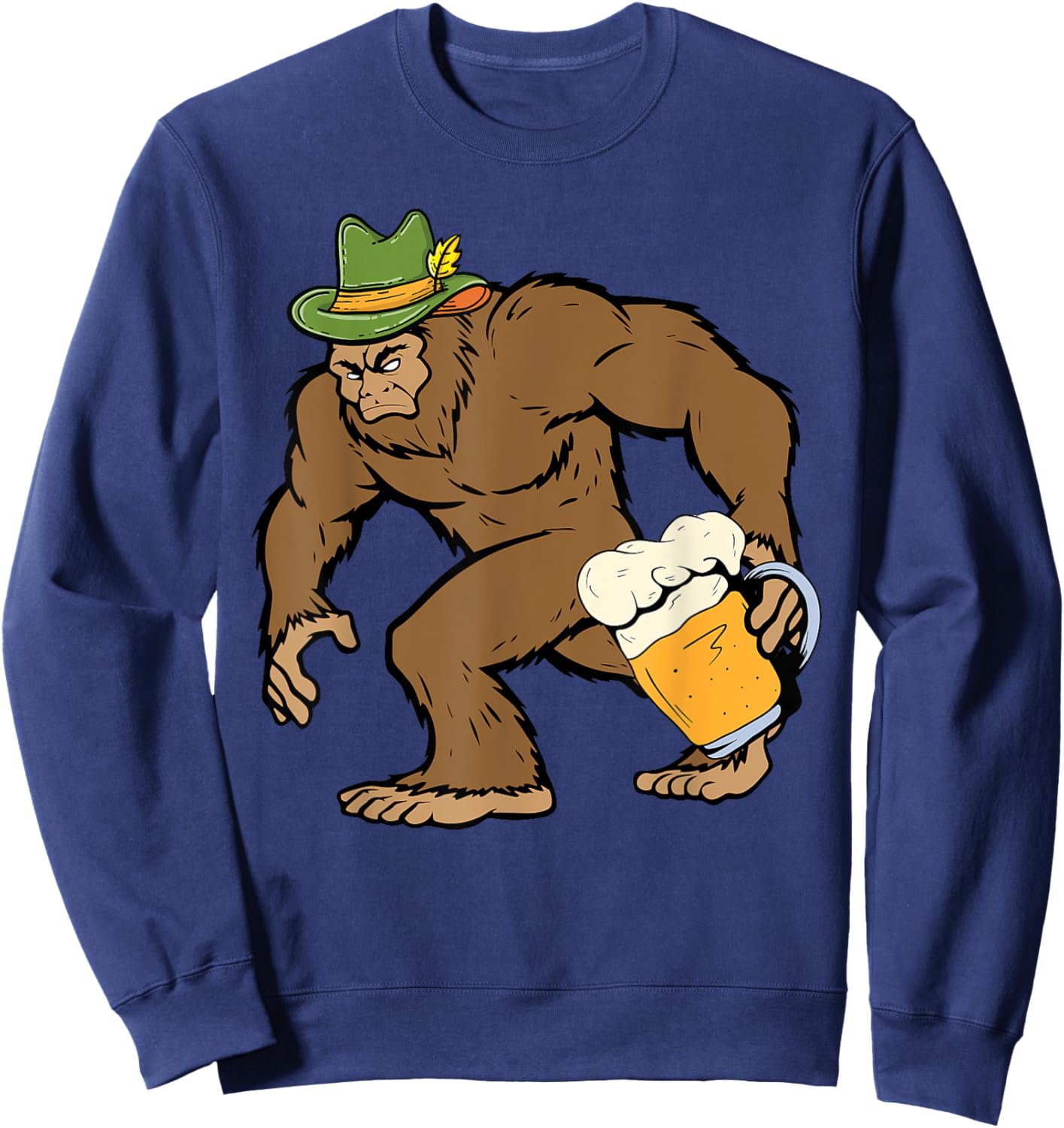 Bigfoot Oktoberfest Funny Sasquatch German Festival Sweatshirt - Sweatshirt | Navy