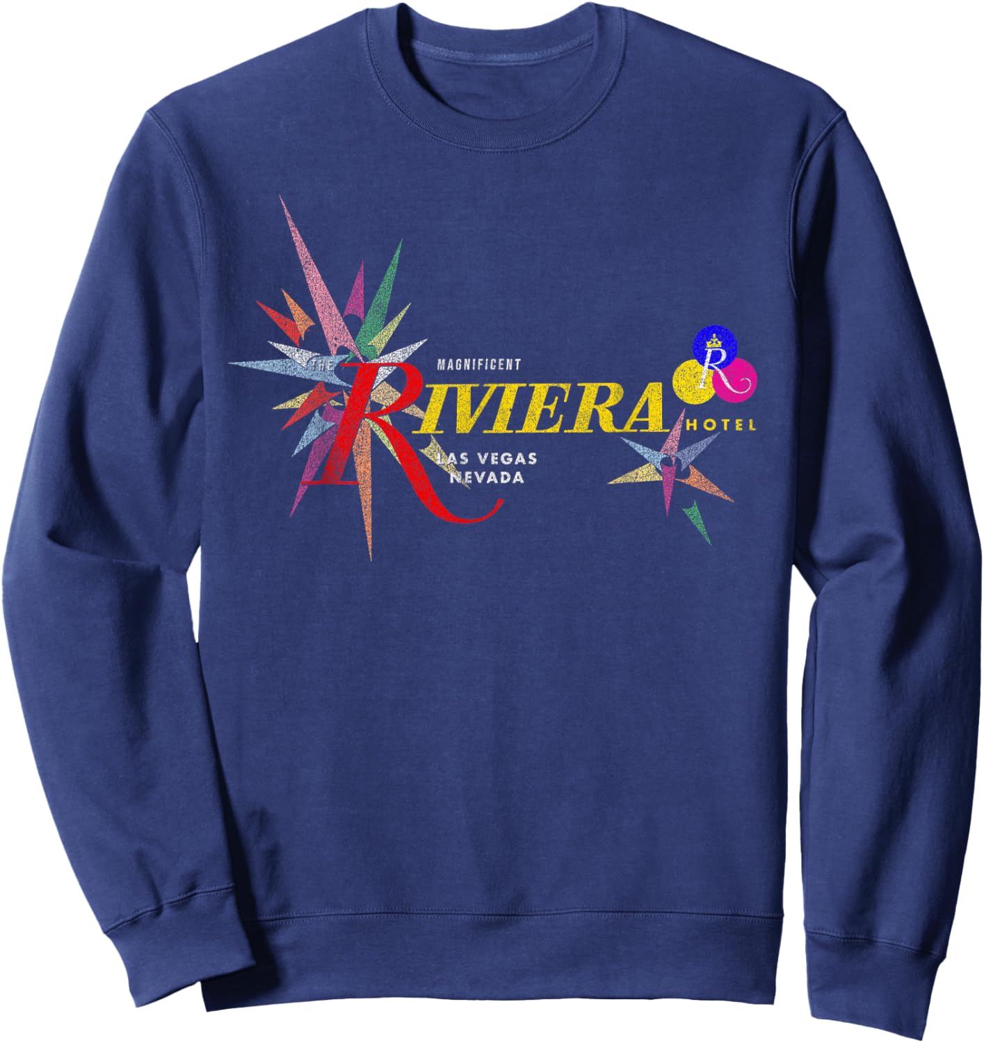 Studio PM71 Vintage Riviera Casino Las Vegas , Men's Black Short Sleeve Classic Fit , Small Sweatshirt - Sweatshirt | Navy