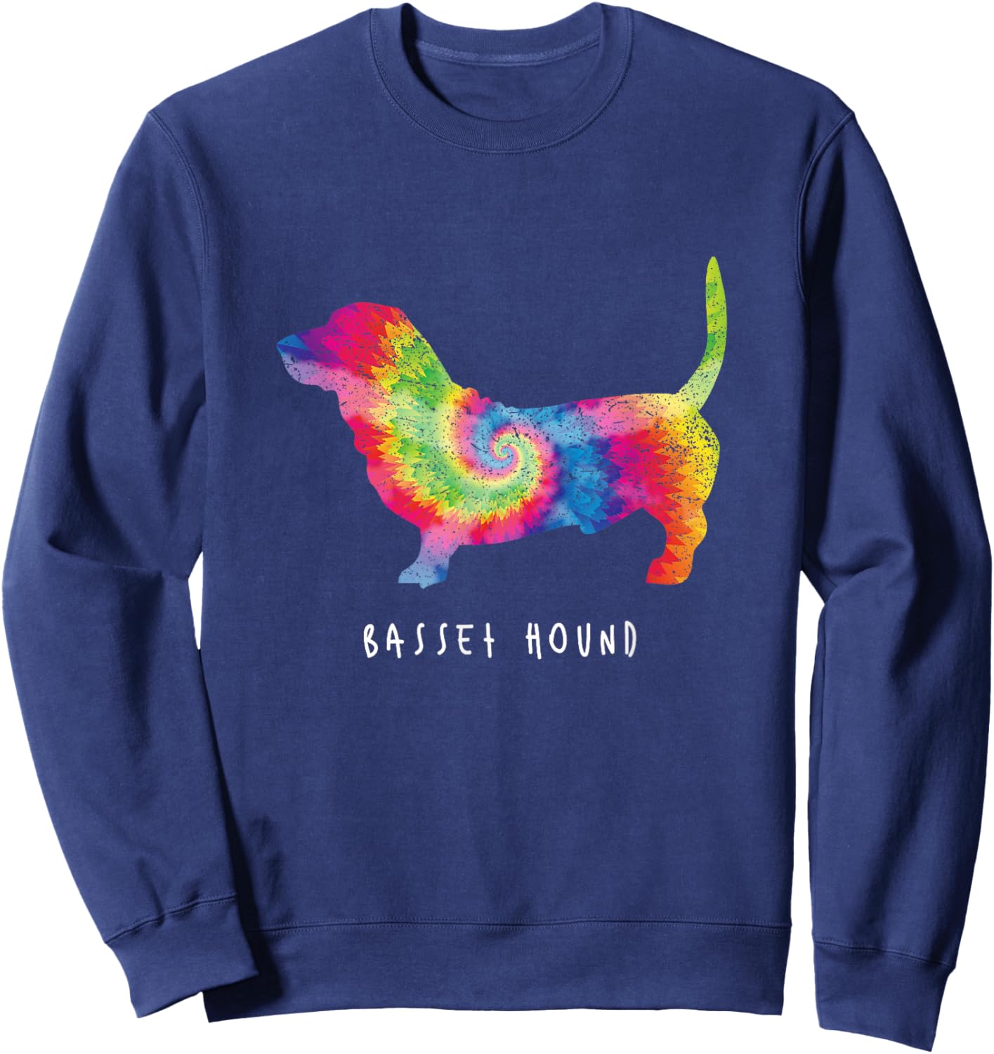 Basset Hound Lover Cute Puppy Pet Dog Owner Hippy Tie Dye Women Sweatshirt - Sweatshirt | Navy