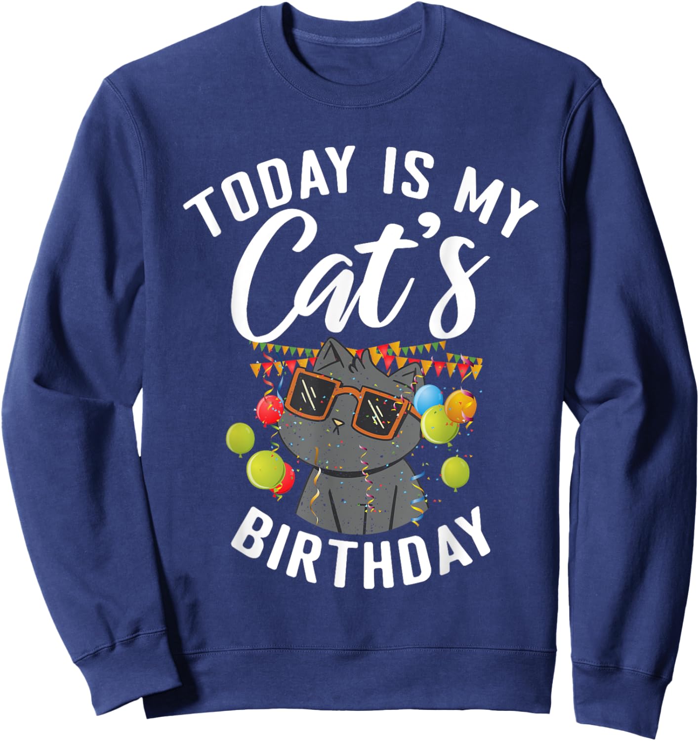 Today is my Cats Birthday Cat Owner Sweatshirt - Sweatshirt | Navy