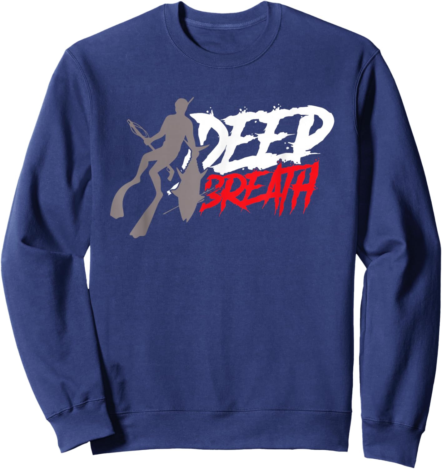 Deep Breath Spearfishing Fishing Freediving Fish Spearfisher Sweatshirt - Sweatshirt | Navy
