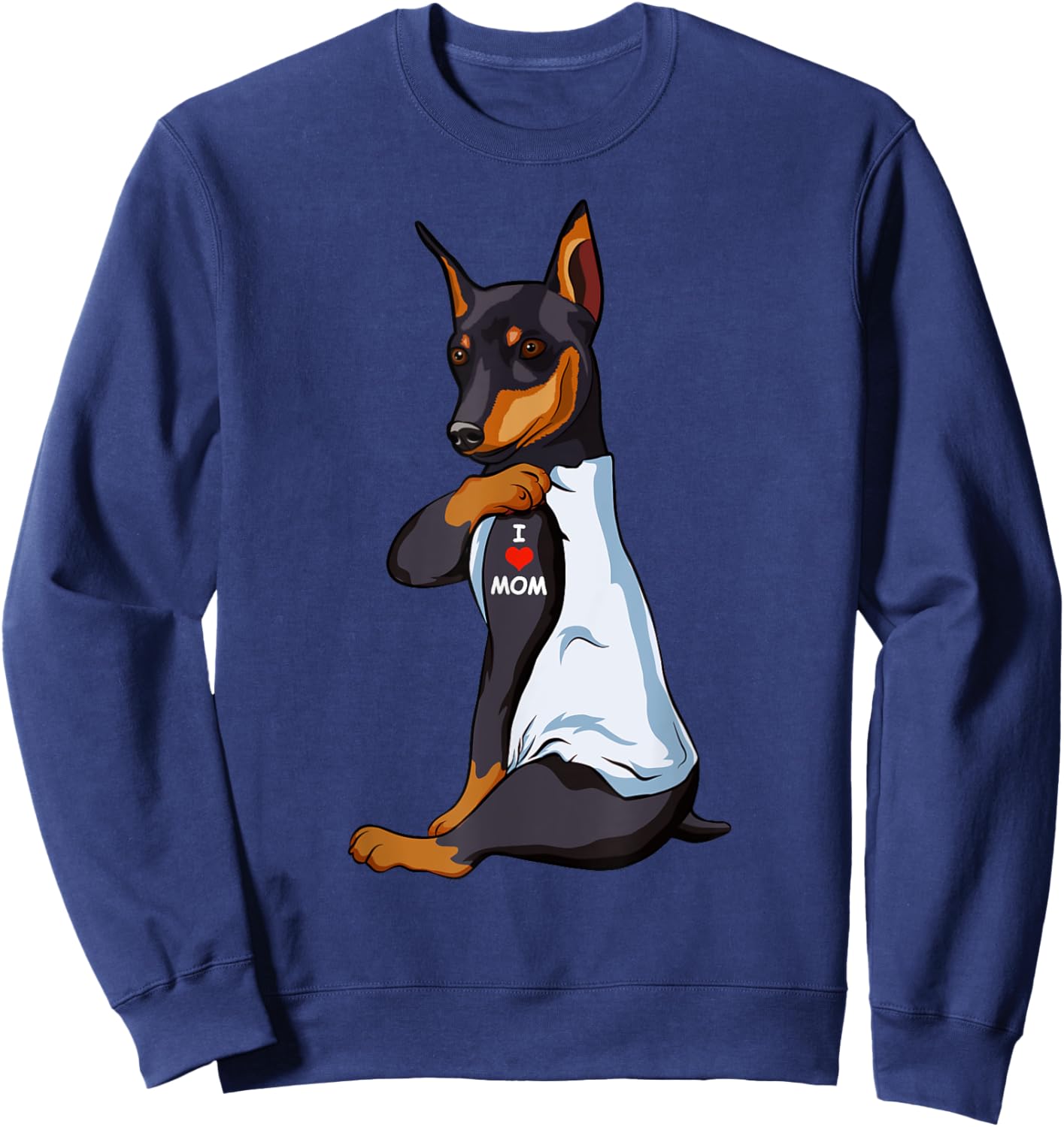 I Love Mom Tattoo Manchester Terrier Mom Dog Lover Women Sweatshirt - Sweatshirt | Navy