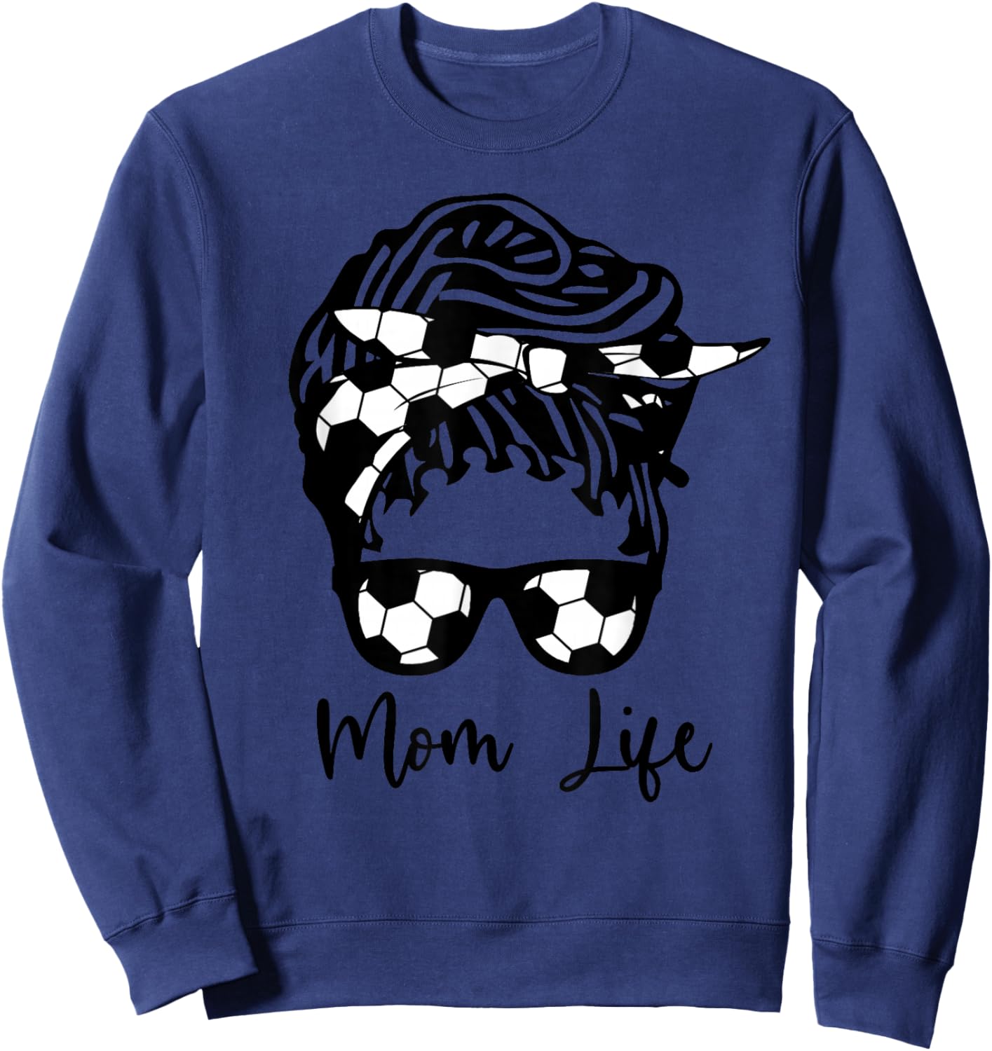 Soccer Mom African American Mom Life Messy Bun Locs Hair Sweatshirt - Sweatshirt | Navy