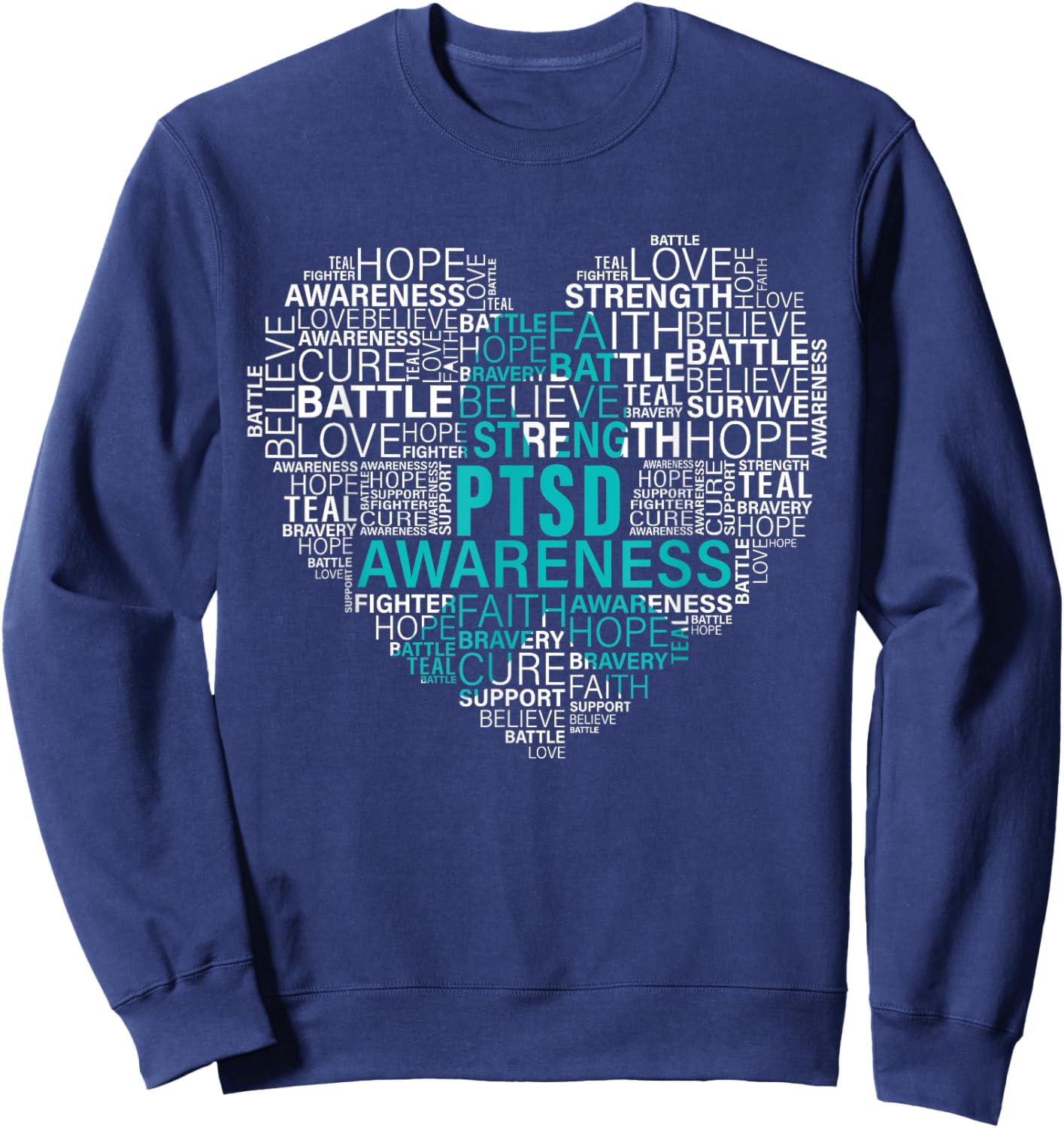 PTSD Awareness Fightining Hope Support Strong Warrior Sweatshirt - Sweatshirt | Navy