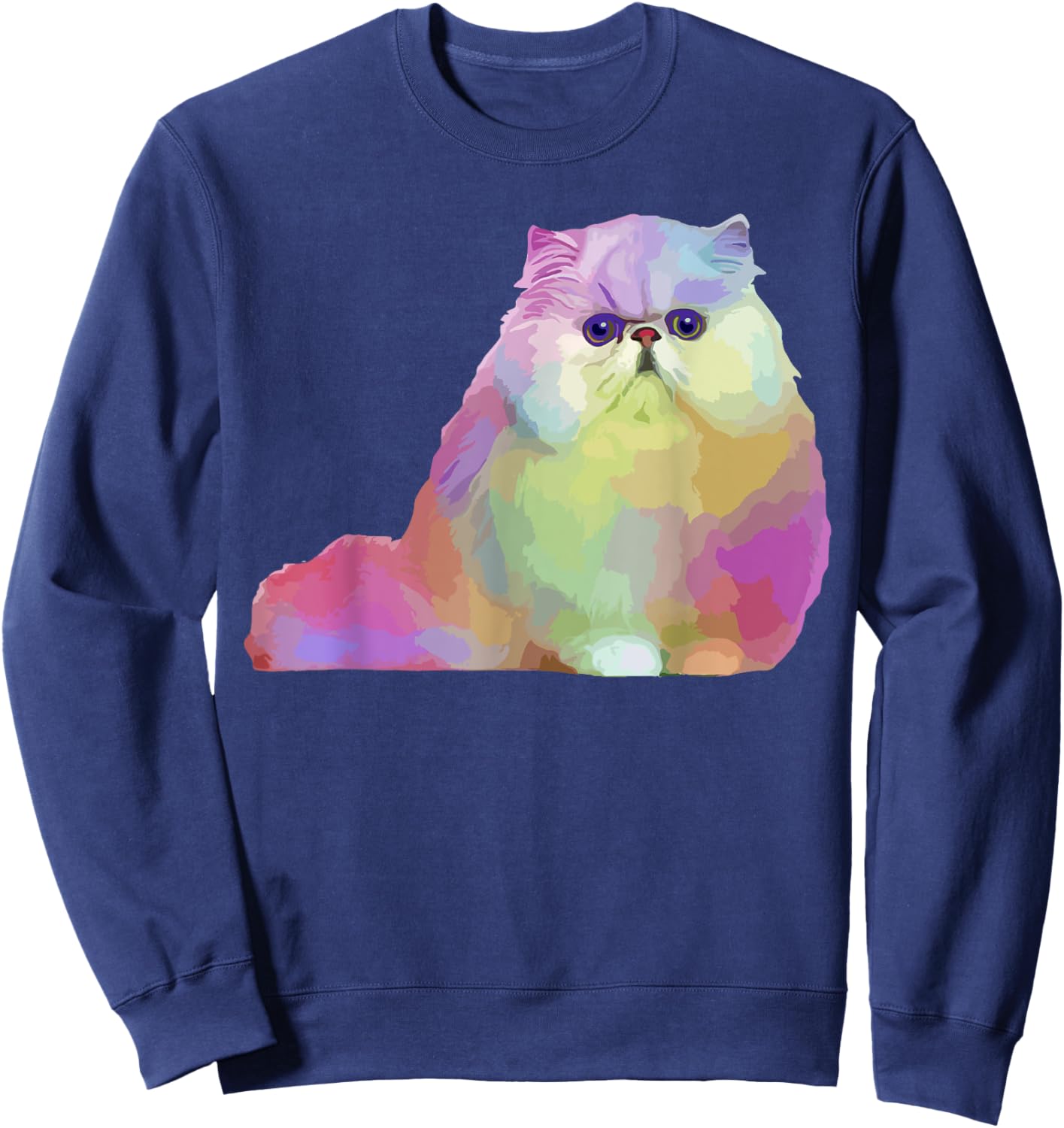 Cat Lover Gifts Persian Cat Colorful Persian Cat Sweatshirt - Sweatshirt | Navy