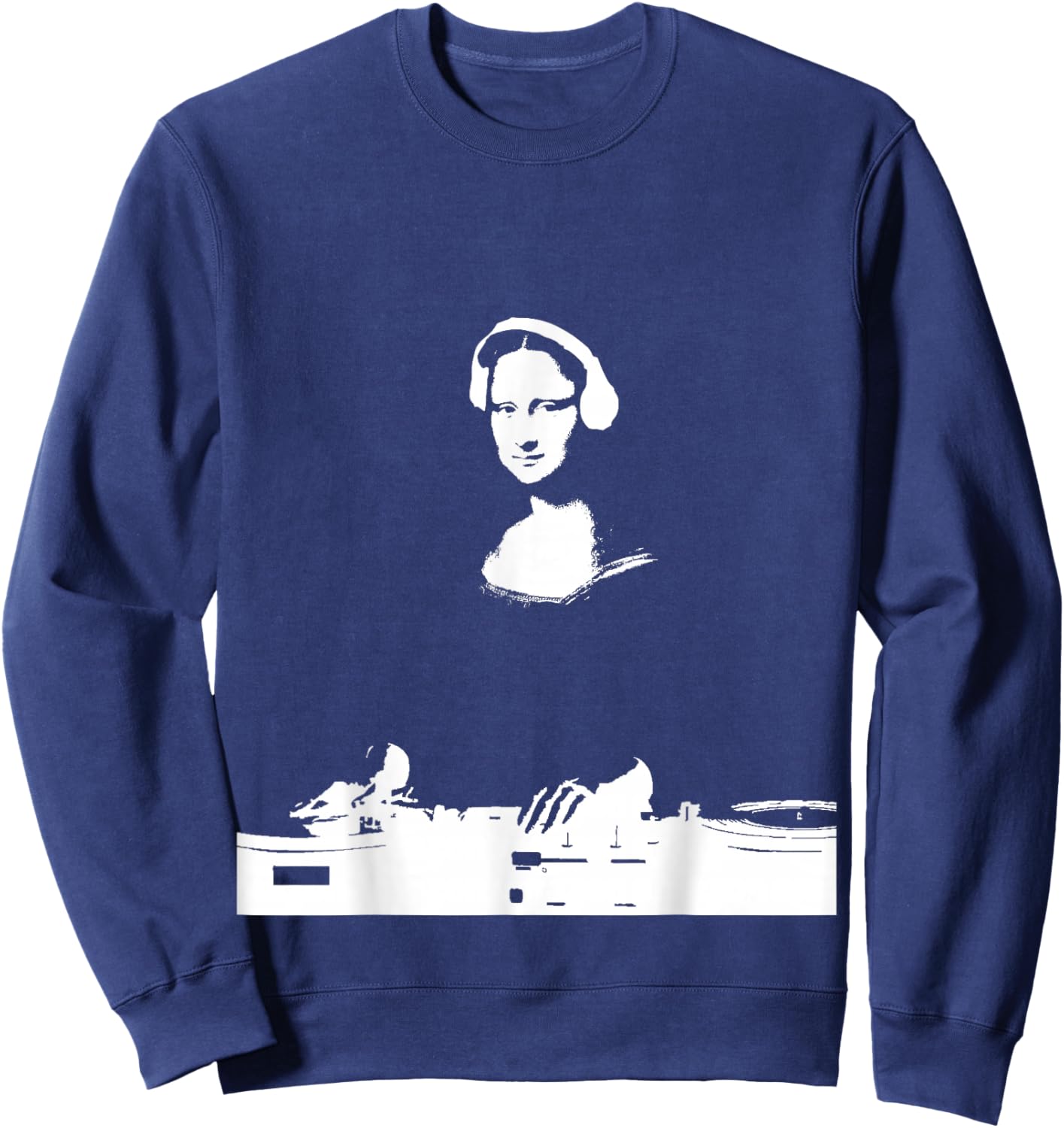Mona Lisa DJ Art - Funny EDM Techno Rave Music Sweatshirt - Sweatshirt | Navy