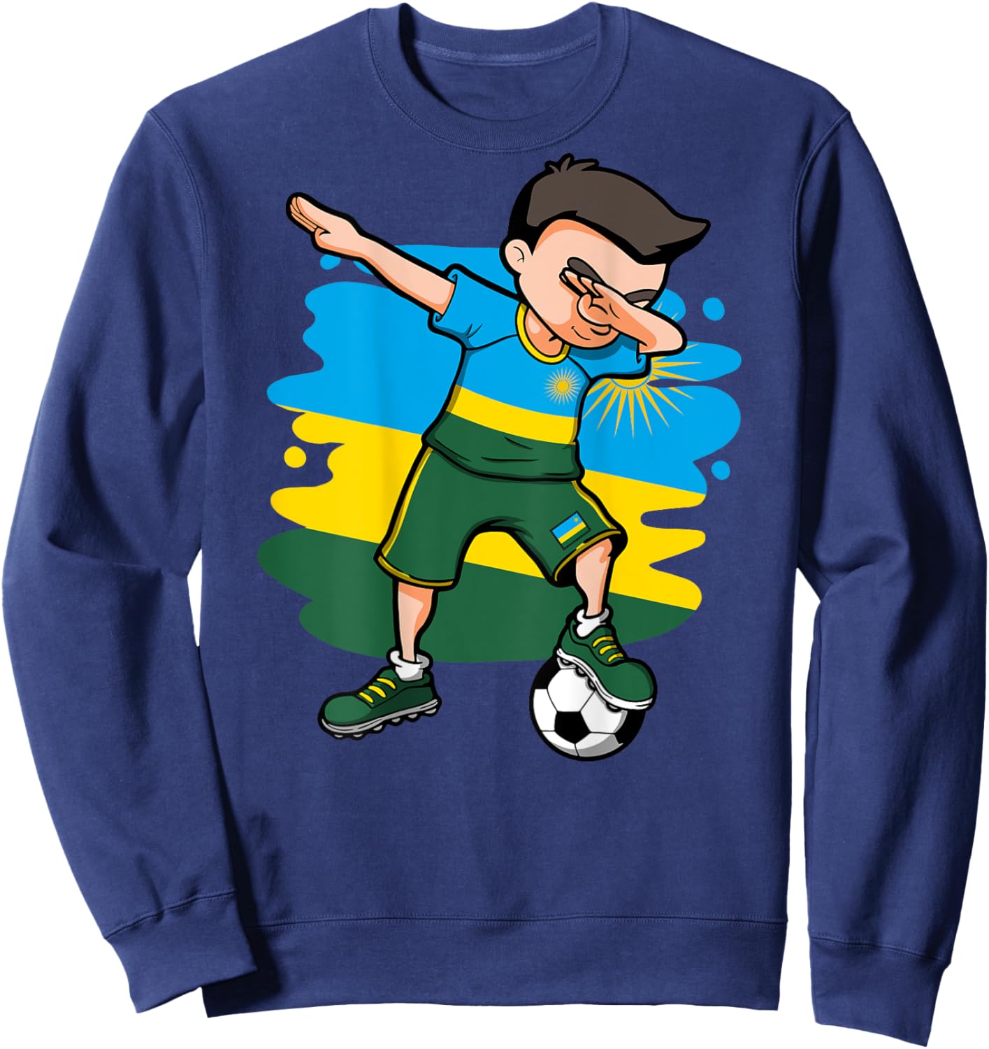 Dabbing Soccer Boy - Rwanda Jersey Rwandan Football Lovers Sweatshirt - Sweatshirt | Navy