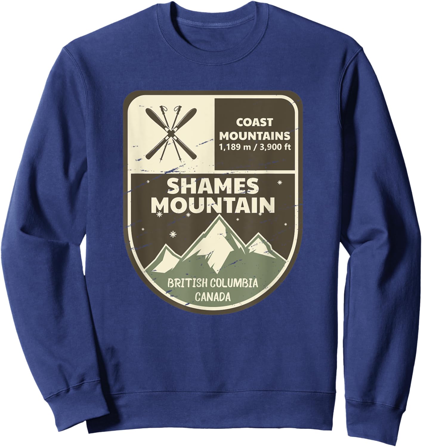 Shames Mountain Coast Mountains Canada Vintage Sweatshirt - Sweatshirt | Navy