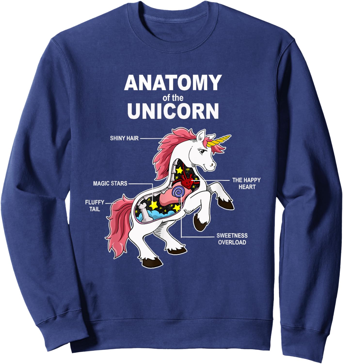 Unicorn Anatomy Cute Magic Creature Funny Sweatshirt - Sweatshirt | Navy