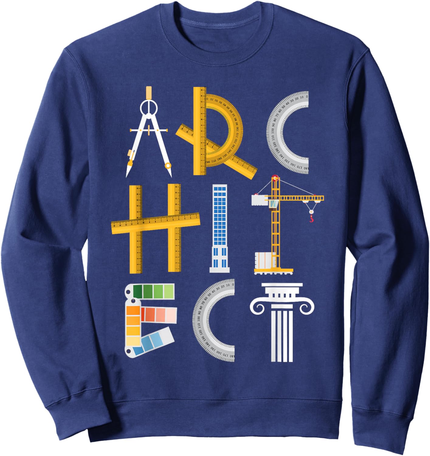 Architect - Artwork Drawing Design Architecture Construction Sweatshirt - Sweatshirt | Navy