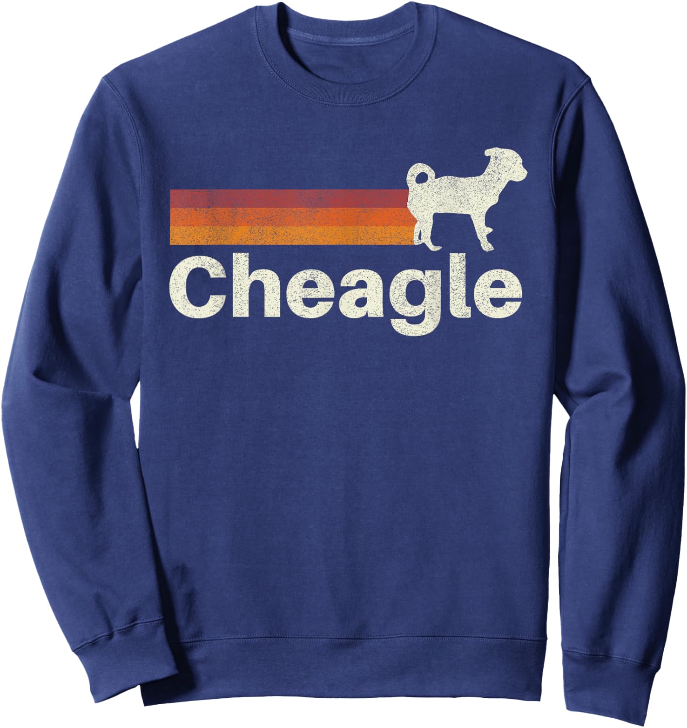 Vintage Cheagle Retro Mom Dad Dog Men Women Girls Kids Sweatshirt - Sweatshirt | Navy