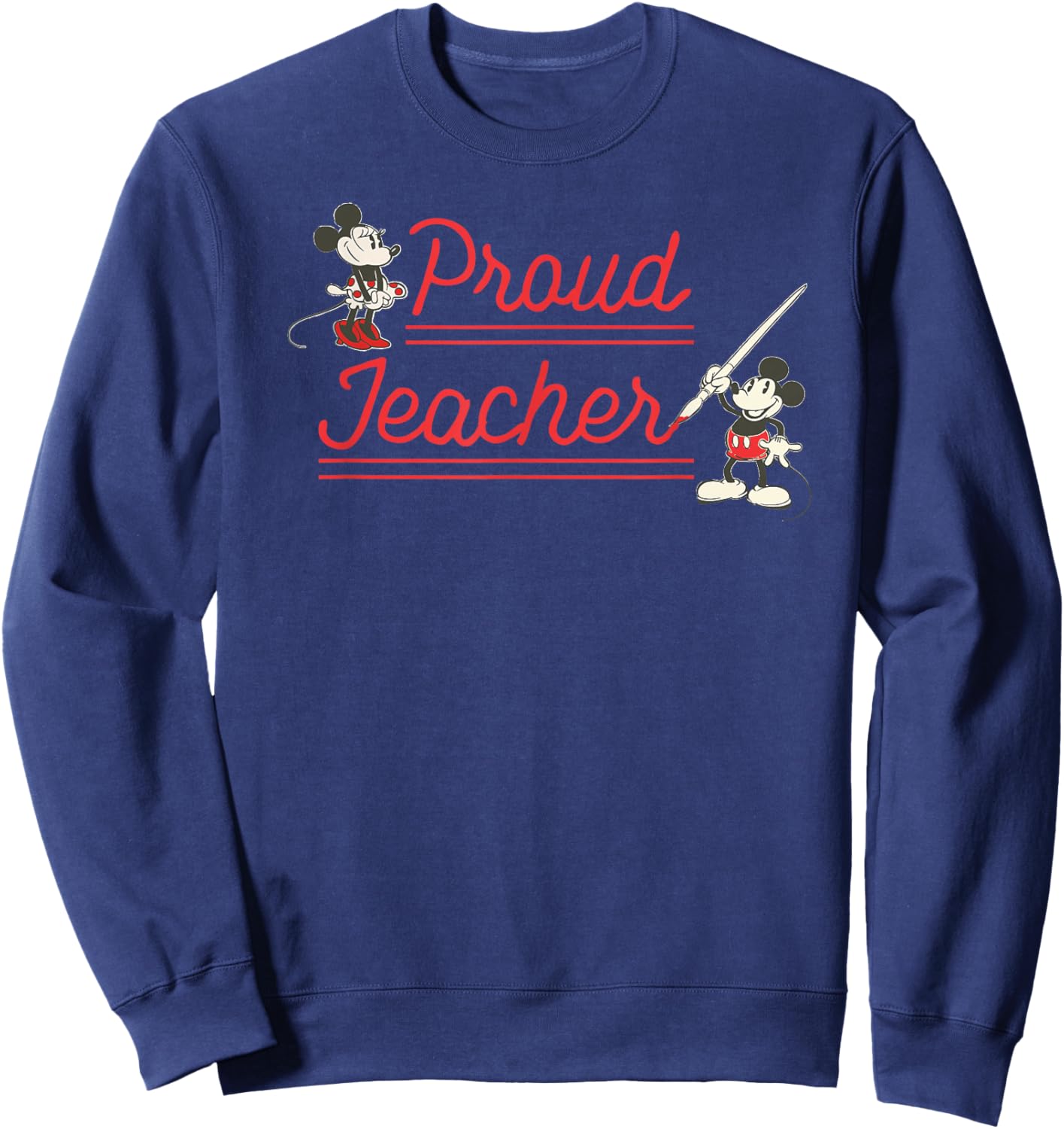 Disney Classic Mickey and Minnie Mouse Proud Teacher Retro Sweatshirt - Sweatshirt | Navy