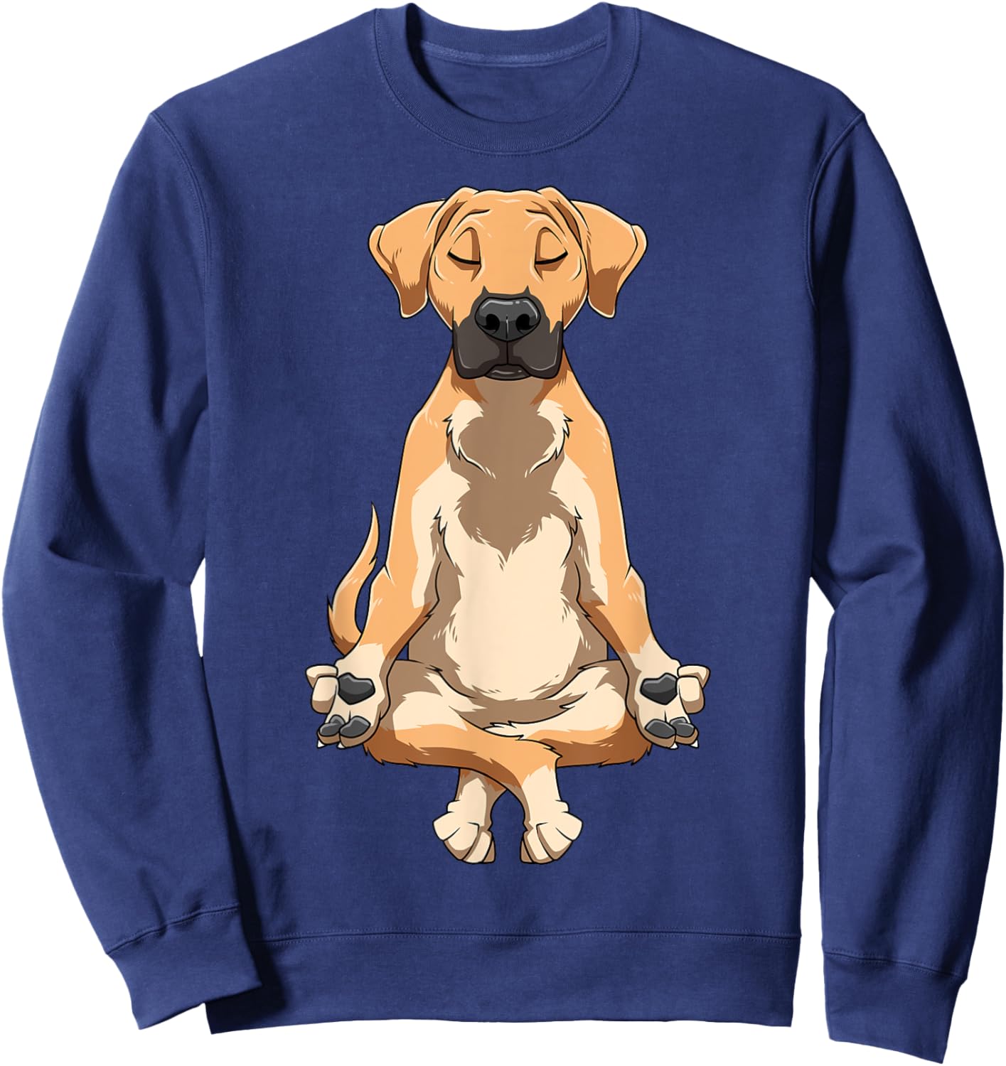 Black Mouth Cur Dog Yoga Funny Meditating Cur Dog Yoga Sweatshirt - Sweatshirt | Navy
