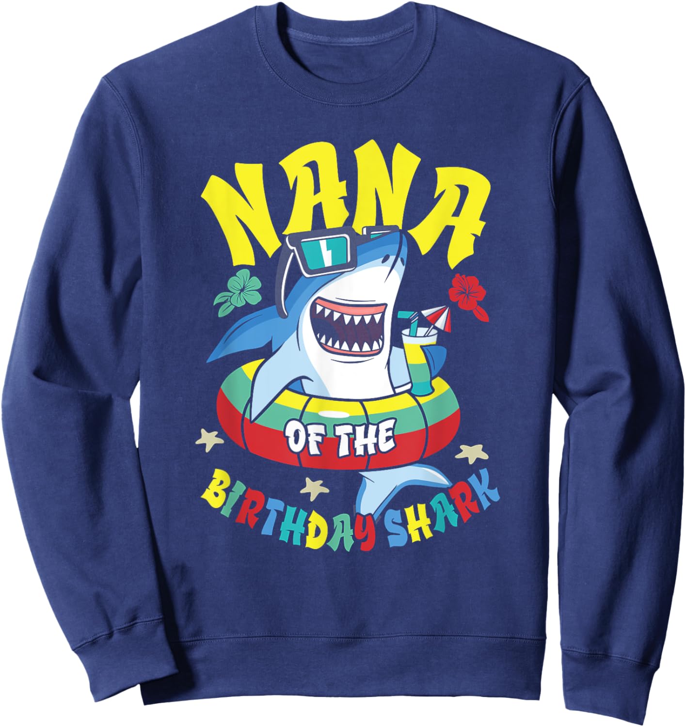 Nana of the Birthday Shark Matching Family Sweatshirt - Sweatshirt | Navy