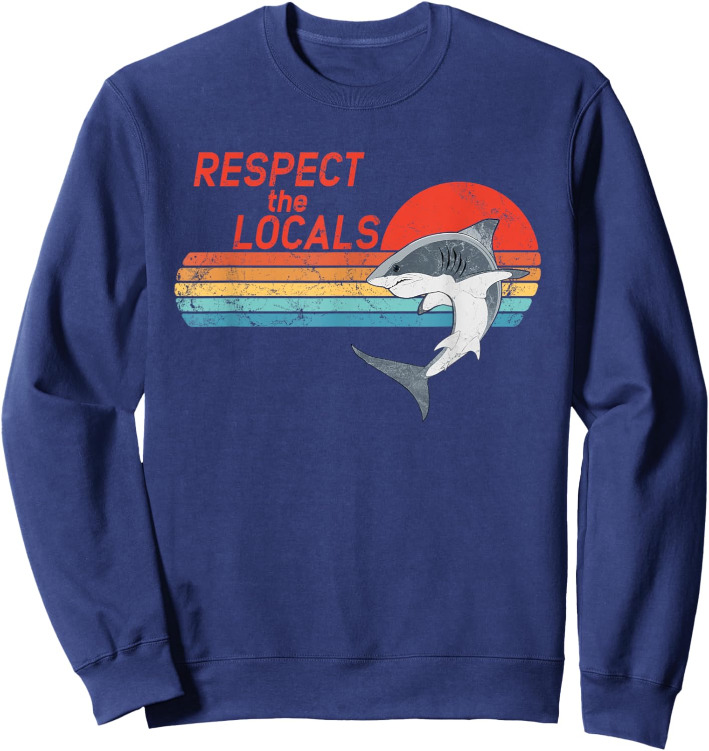 Respect the Locals White Shark Sweatshirt - Sweatshirt | Navy