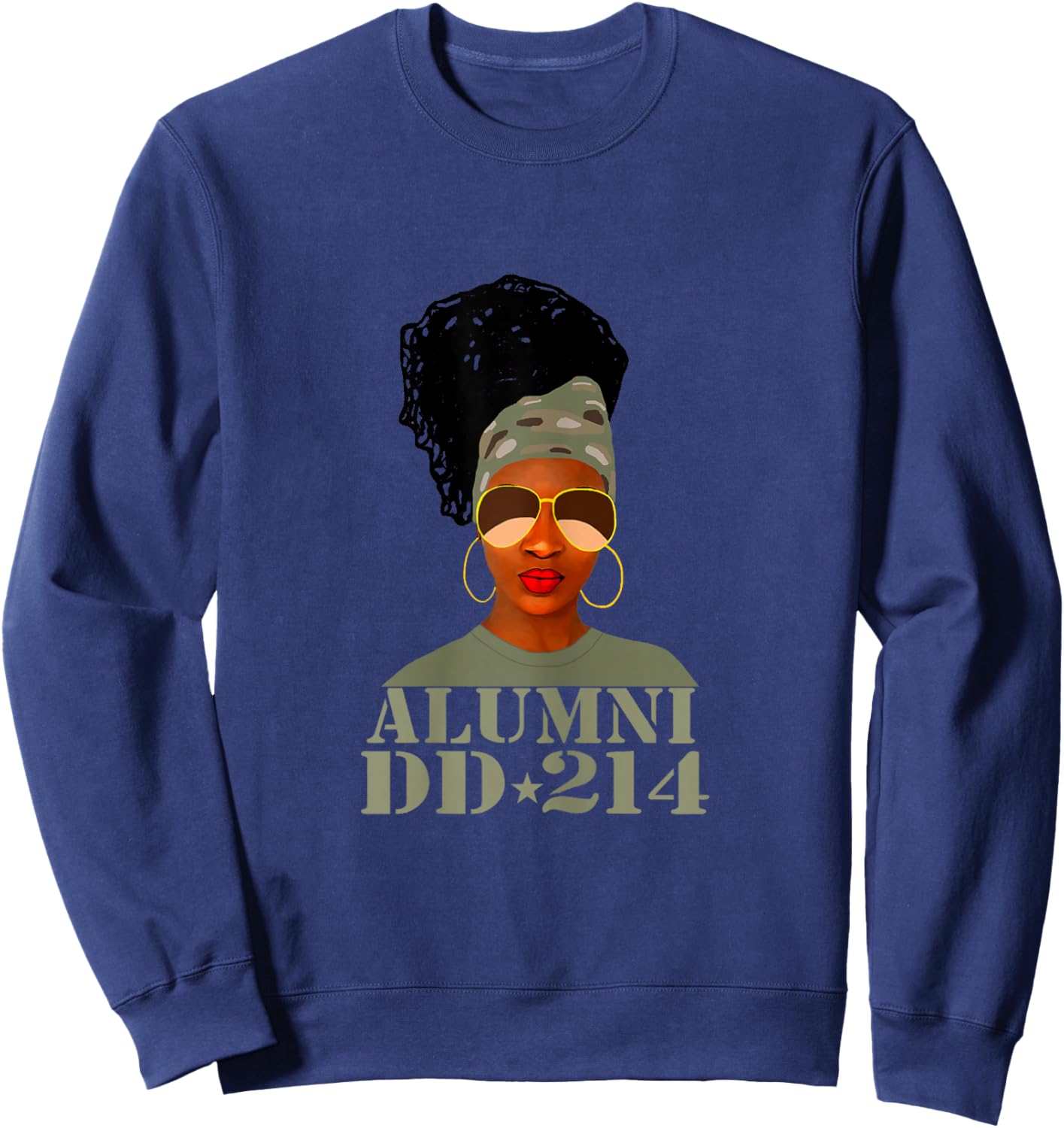 Alumni DD-214 African American Woman Veterans Day Sweatshirt - Sweatshirt | Navy