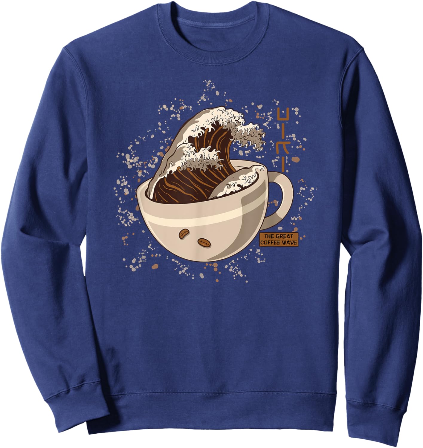 The Great Wave Kanagawa Coffee in Mug Sweatshirt - Sweatshirt | Navy