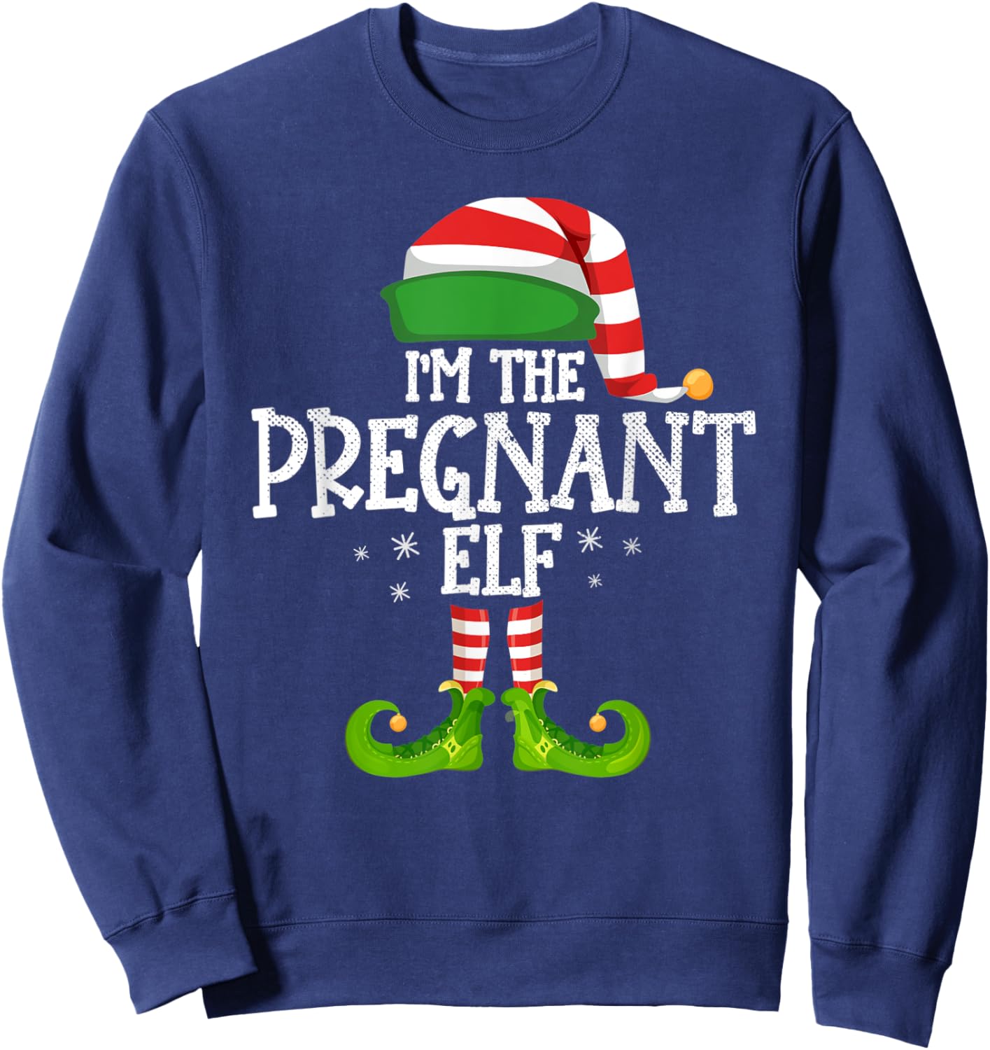 I'm the Pregnant Elf Family matching christmas 2021 pajama Sweatshirt - Sweatshirt | Navy