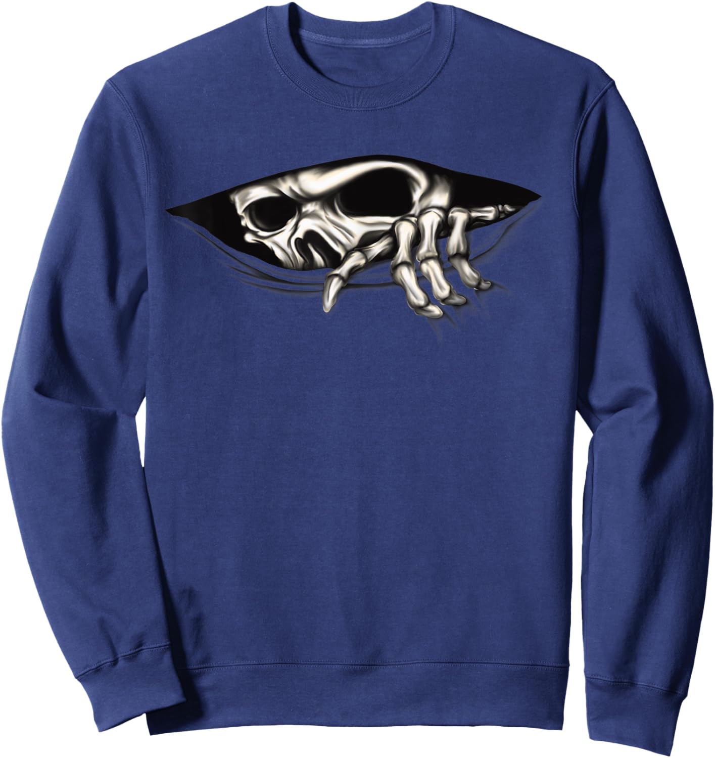 Peeking Scary Skeleton Shirts - Spooky Halloween Skeleton Sweatshirt - Sweatshirt | Navy