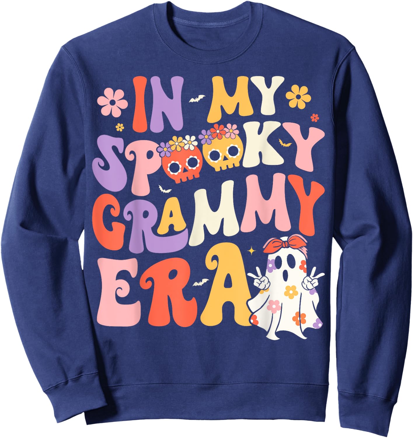 In My Spooky Grammy Era Groovy Ghost Halloween Grandma Sweatshirt - Sweatshirt | Navy