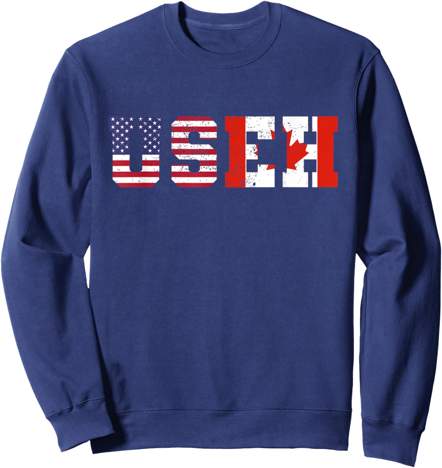 Vintage USA Canada USEH Happy Canada Day 4th Of July Sweatshirt - Sweatshirt | Navy