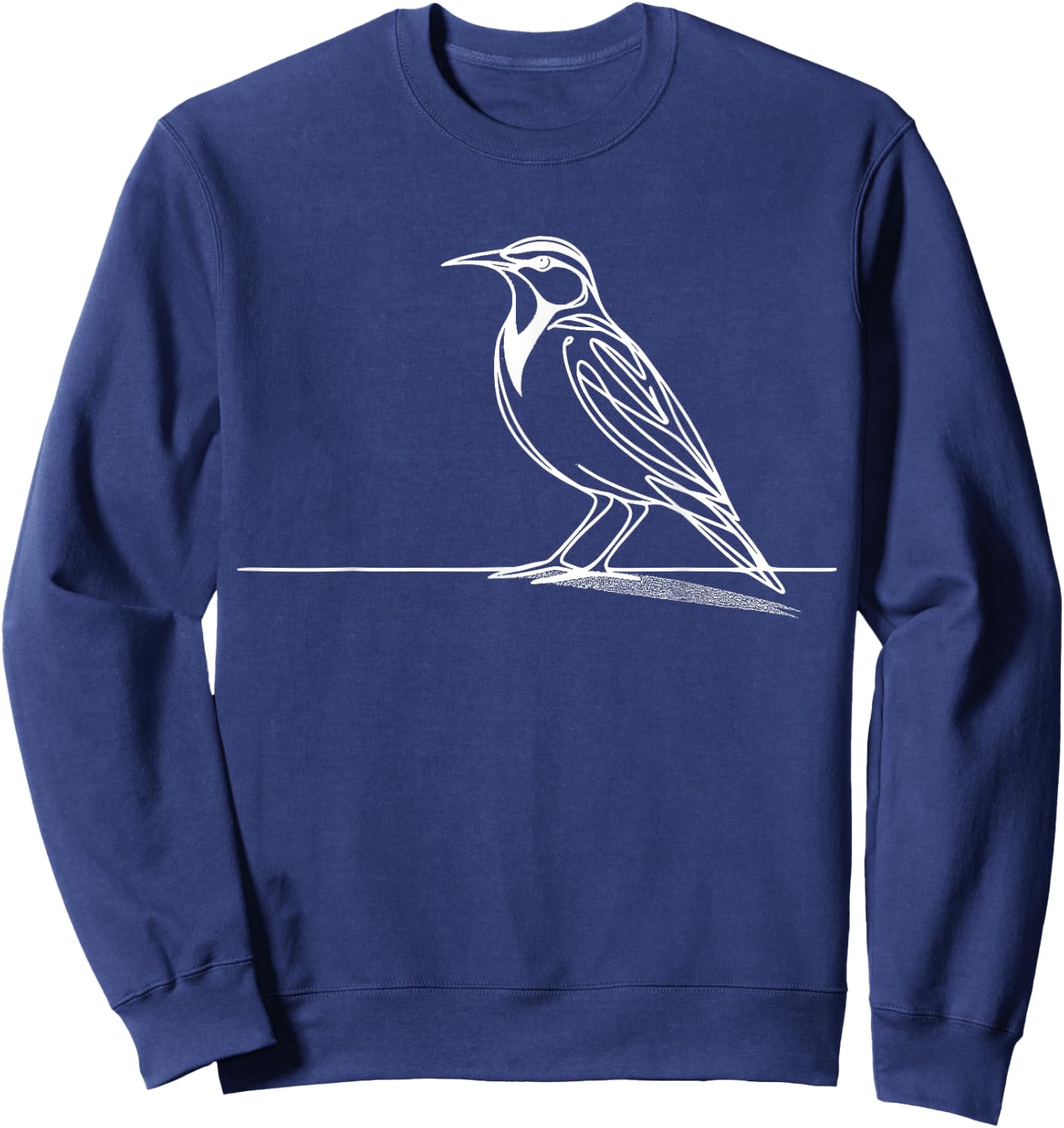 Eastern Meadowlark Line Art Birdwatcher Sweatshirt - Sweatshirt | Navy