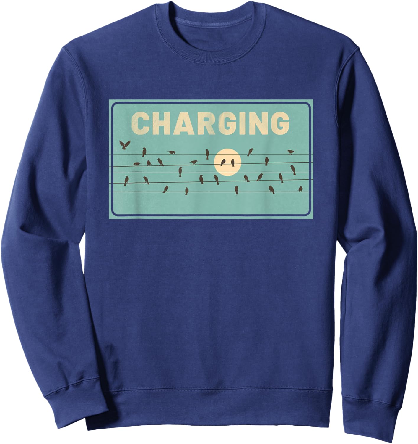 Birds Charging on Powerlines Sweatshirt - Sweatshirt | Navy