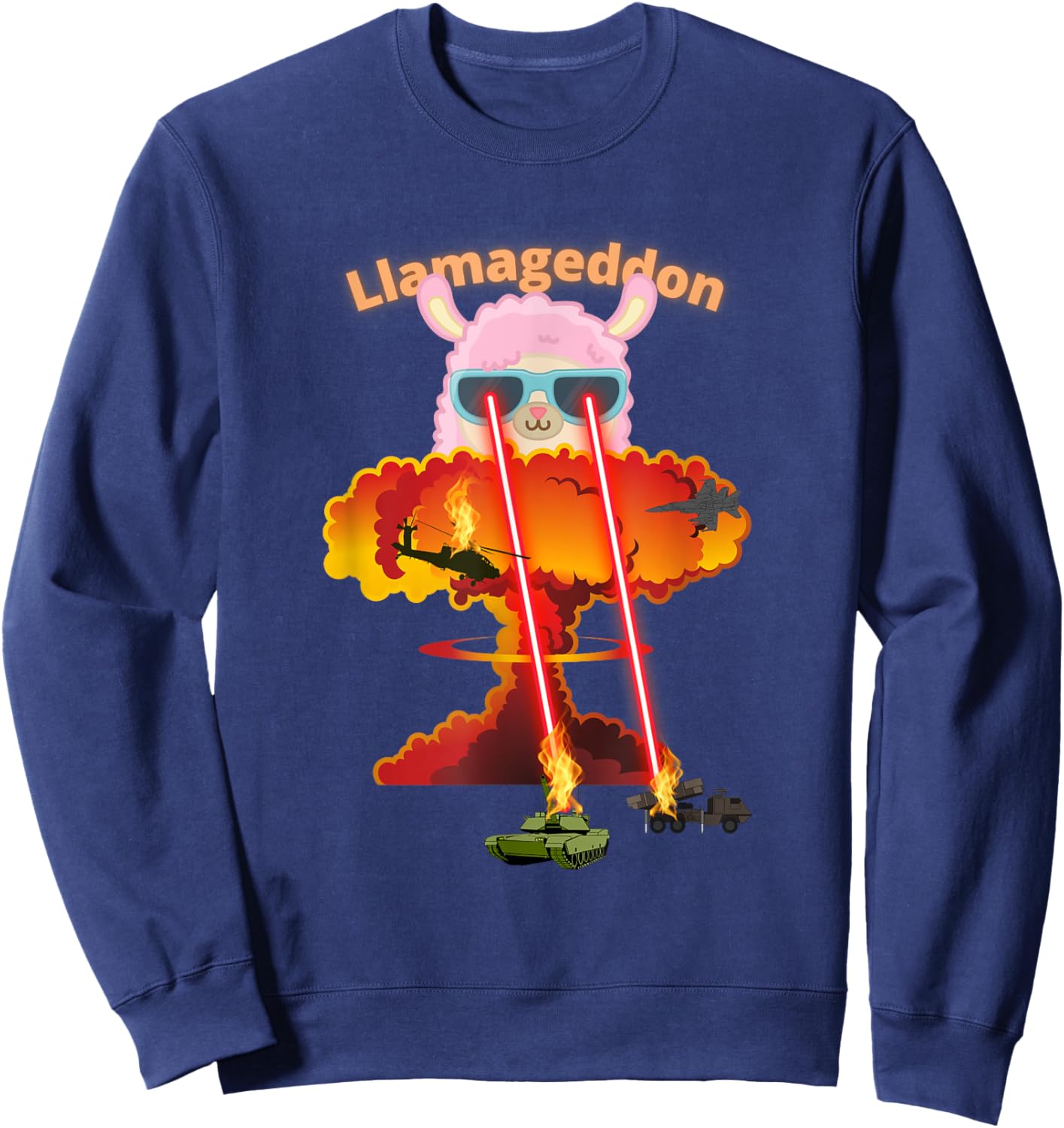 Funny Llamageddon Alpacalypse Weird Alpaca Llama Lovers Sweatshirt - Sweatshirt | Navy