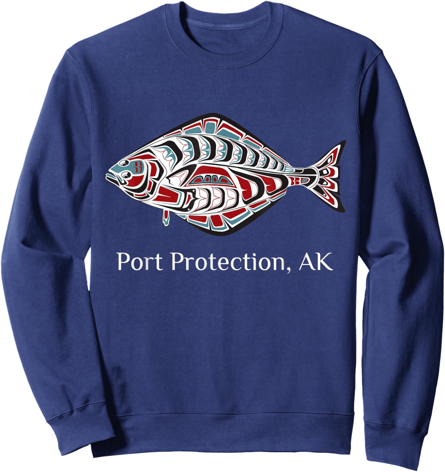 Port Protection, Alaska Native American Halibut Fishermen Sweatshirt - Sweatshirt | Navy