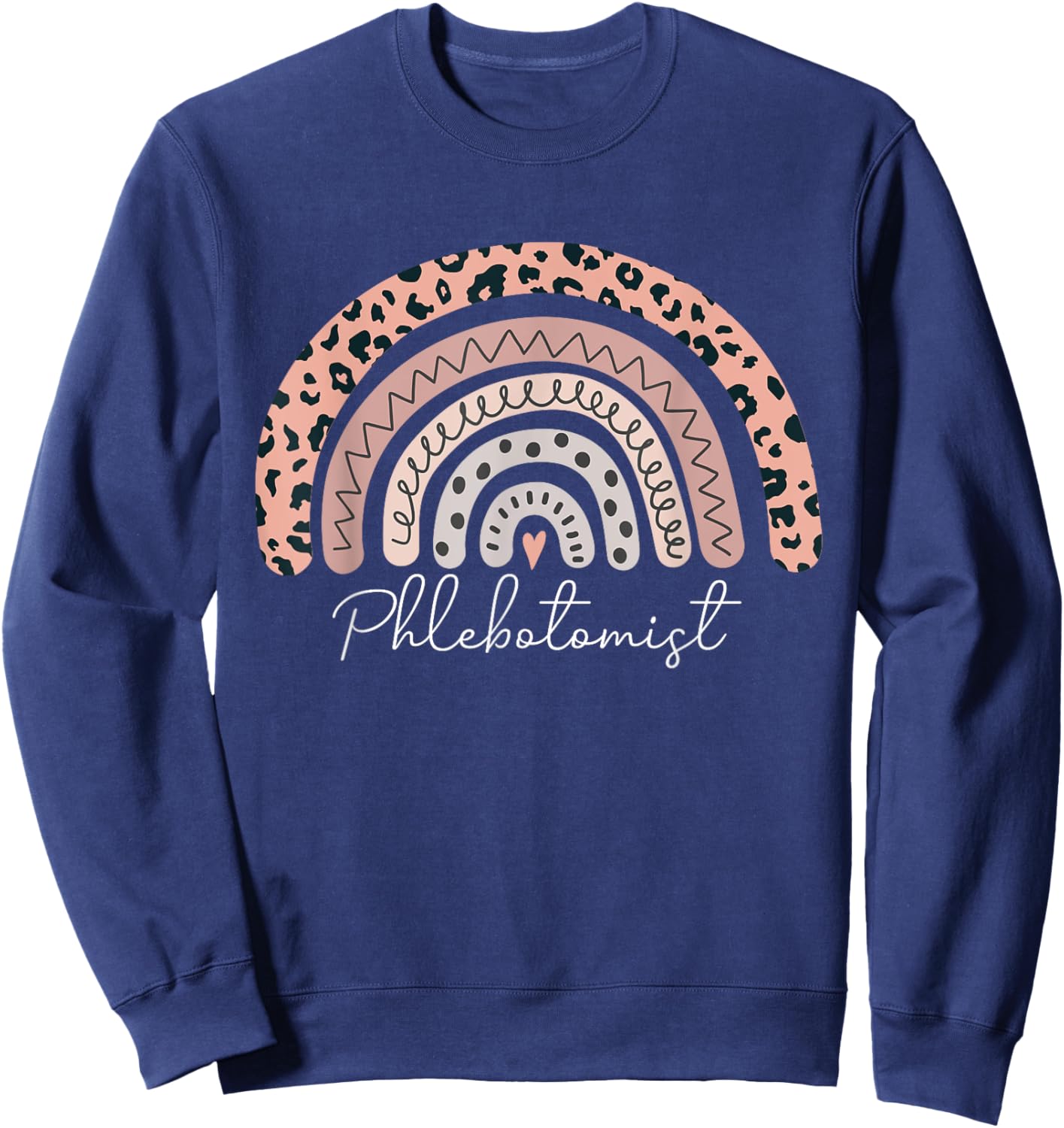 Phlebotomist Rainbow Leopard Phlebotomy Technician Nurse Sweatshirt - Sweatshirt | Navy