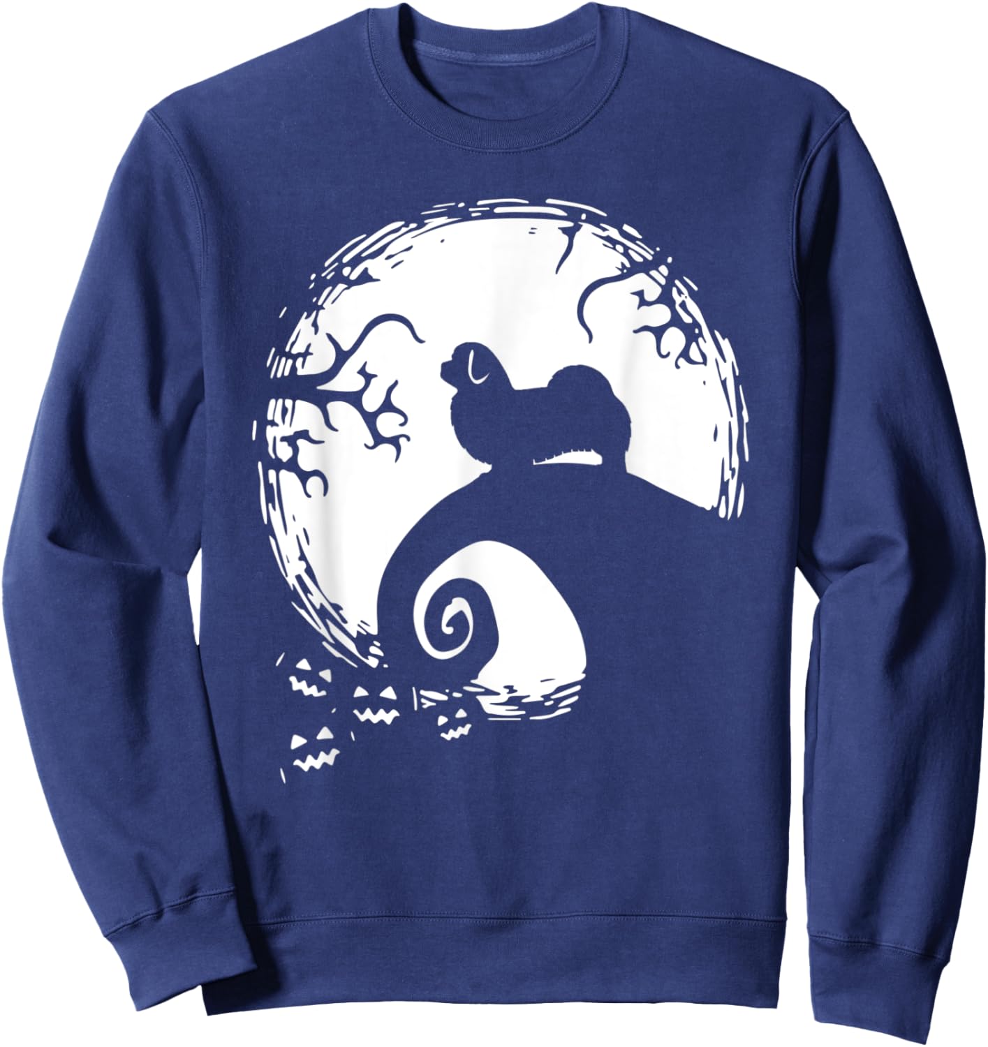 Tibetan spaniel And Moon Halloween Sweatshirt - Sweatshirt | Navy