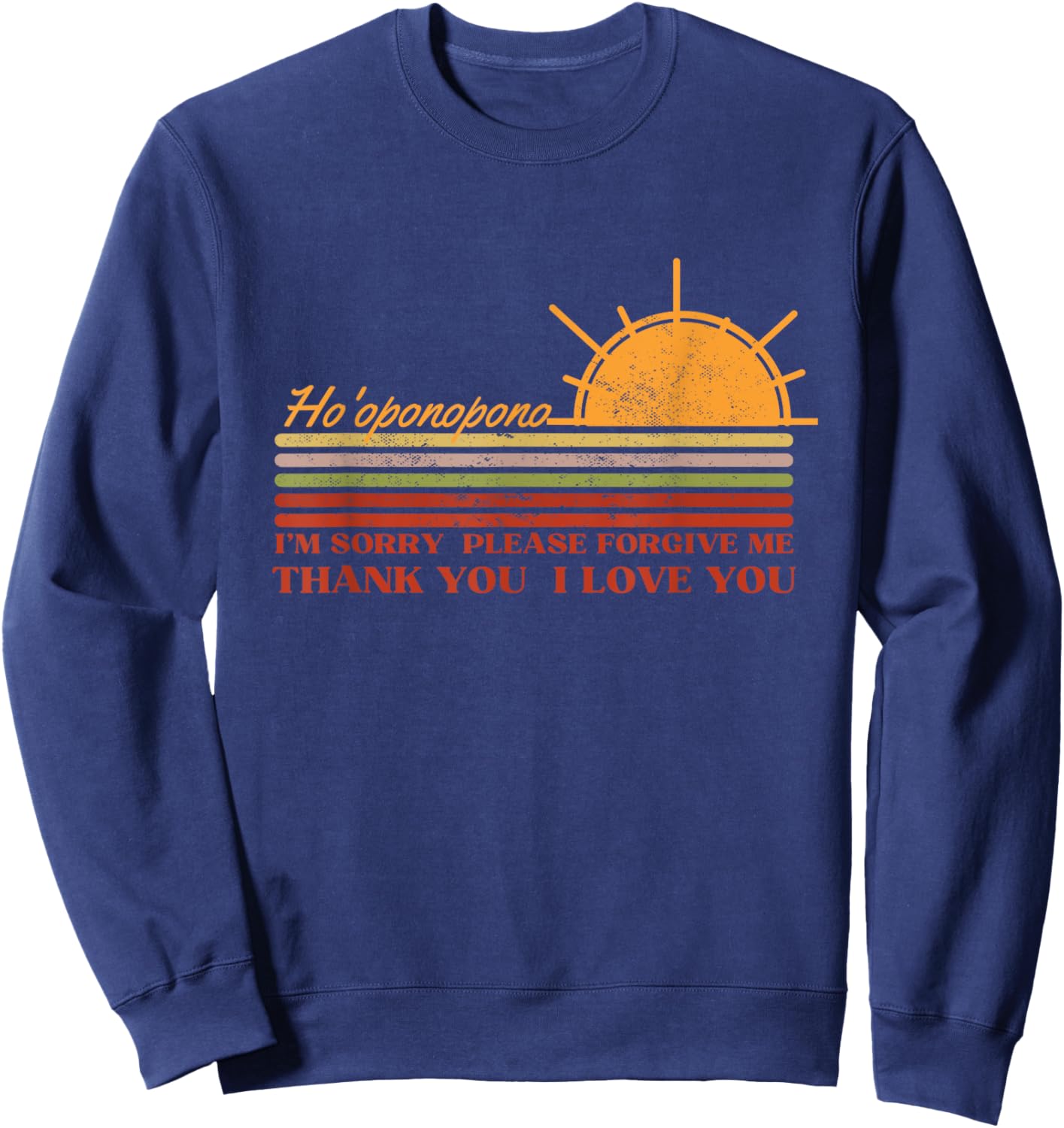 Ho'oponopono Hawaiian Prayer Meditations Yoga Sun Graphic Sweatshirt - Sweatshirt | Navy