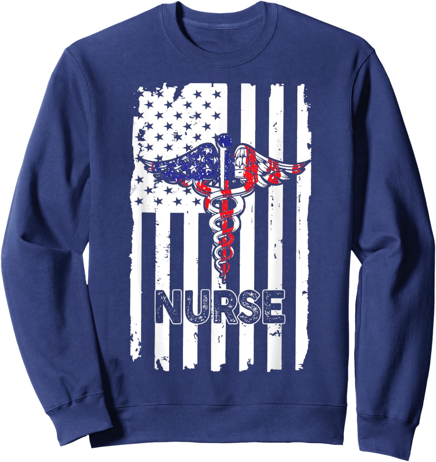 Nurse 365 Nurse American US Flag Sweatshirt - Sweatshirt | Navy
