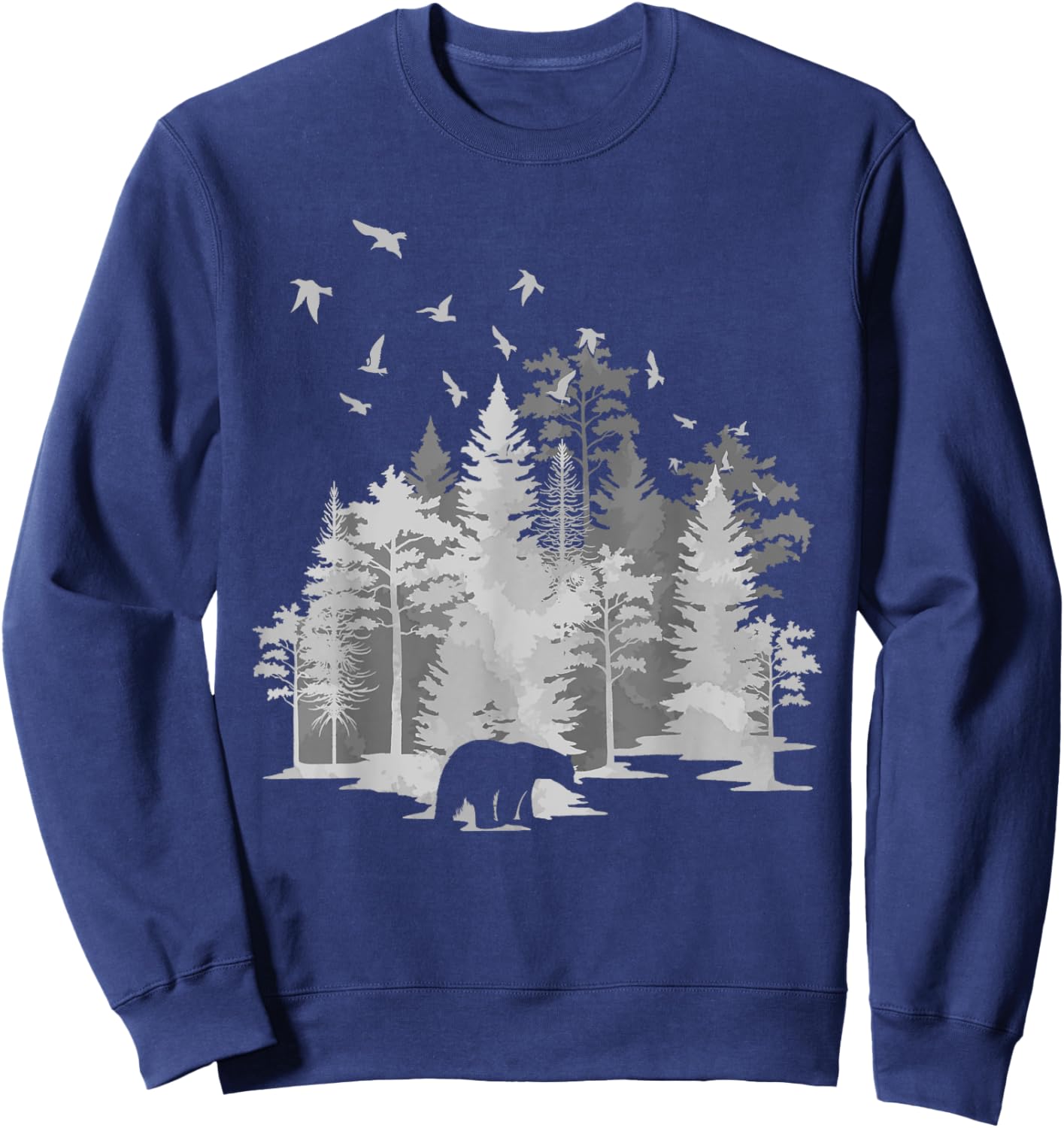 Mountains Birds Outdoors Animal Bear Nature Hiking Forest Sweatshirt - Sweatshirt | Navy