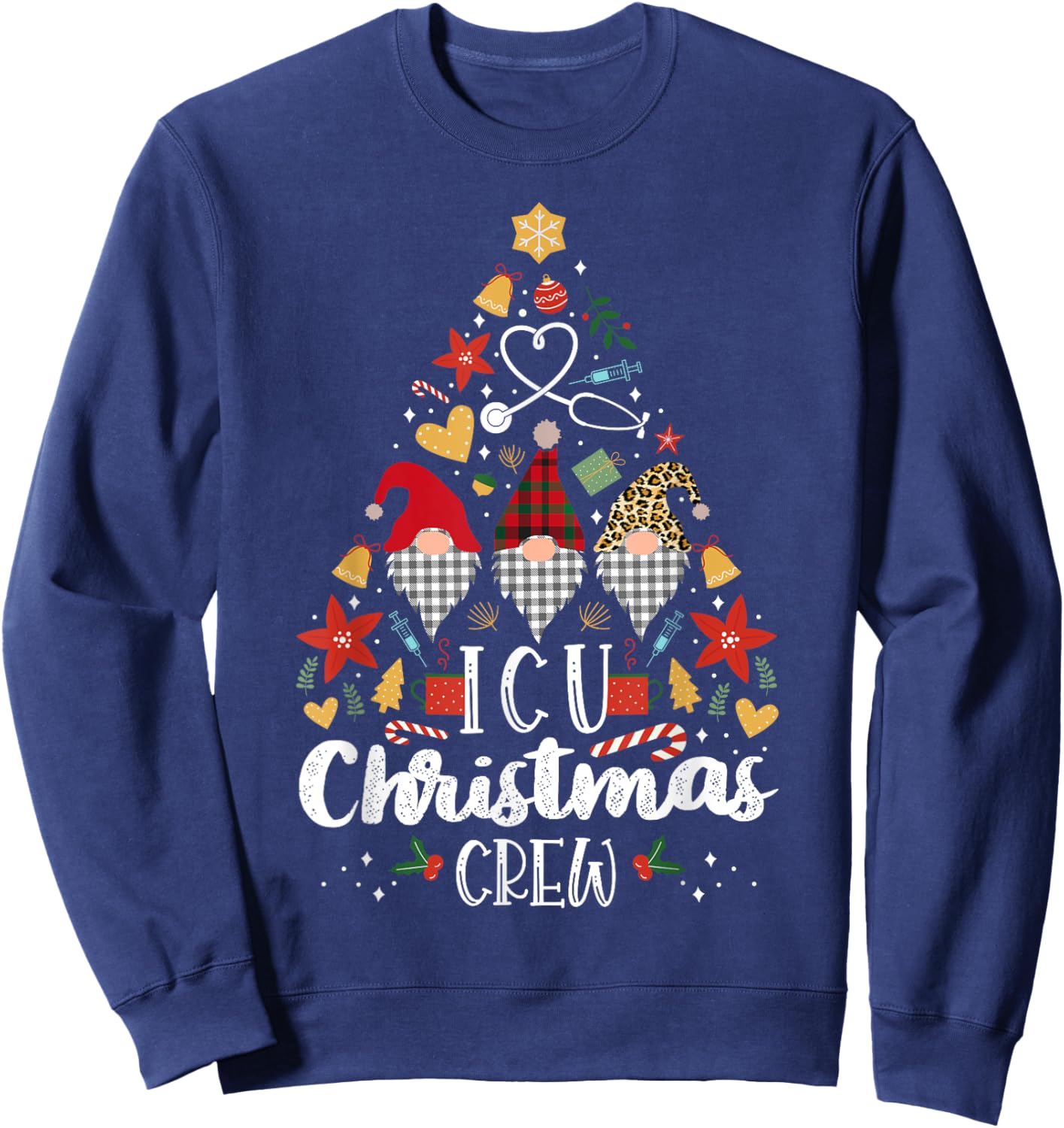 Christmas NICU Crew Nurse Doctor Tech Neonatal ICU Squad Sweatshirt - Sweatshirt | Navy