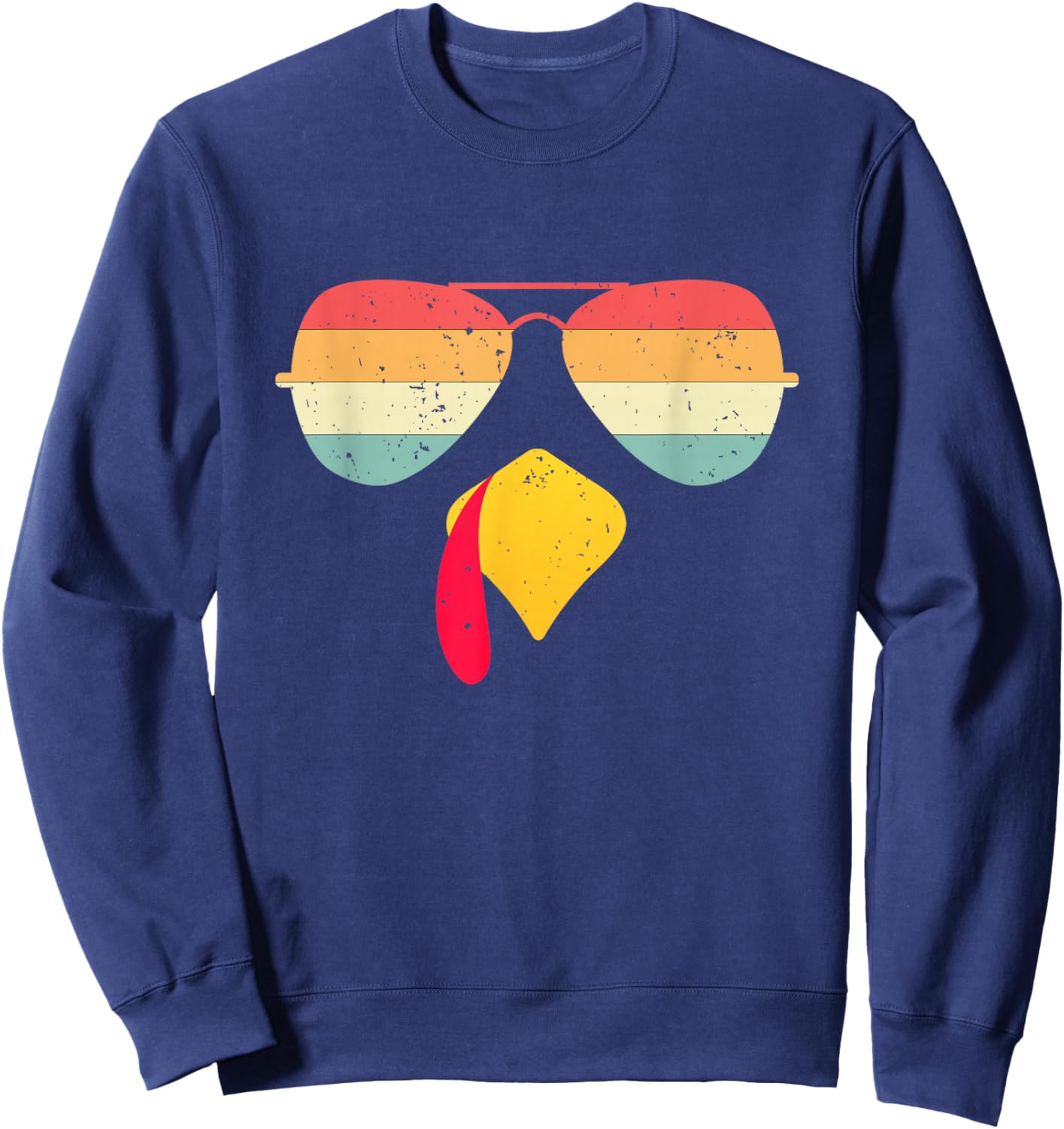 Cool Turkey Face With Sunglasses Funny Thanksgiving For Boys Sweatshirt - Sweatshirt | Navy