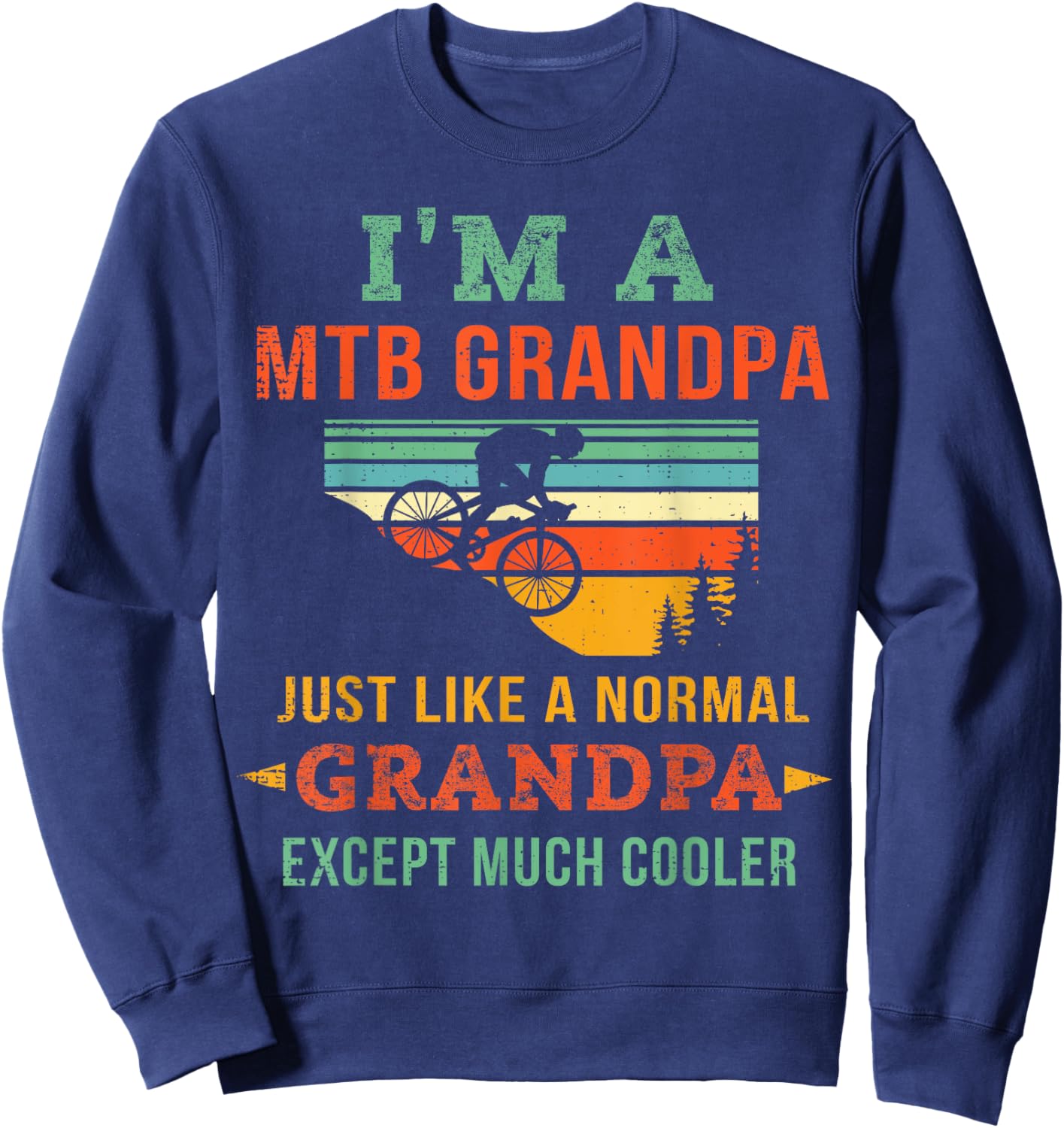 Mountain Biking Grandfather Bike MTB Grandpa Mountain Biker Sweatshirt - Sweatshirt | Navy