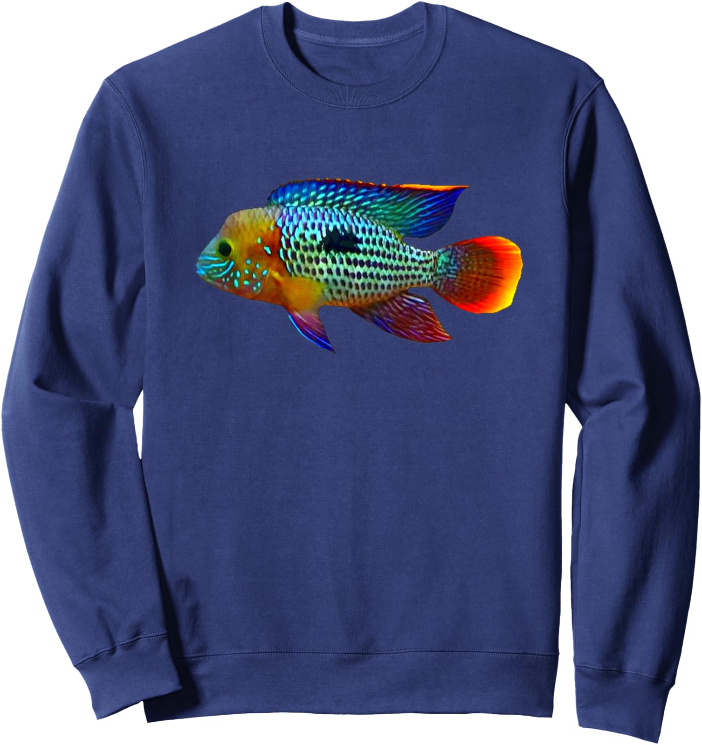 Green Terror Cichlids South American Cichlid Aquarium Fish Sweatshirt - Sweatshirt | Navy