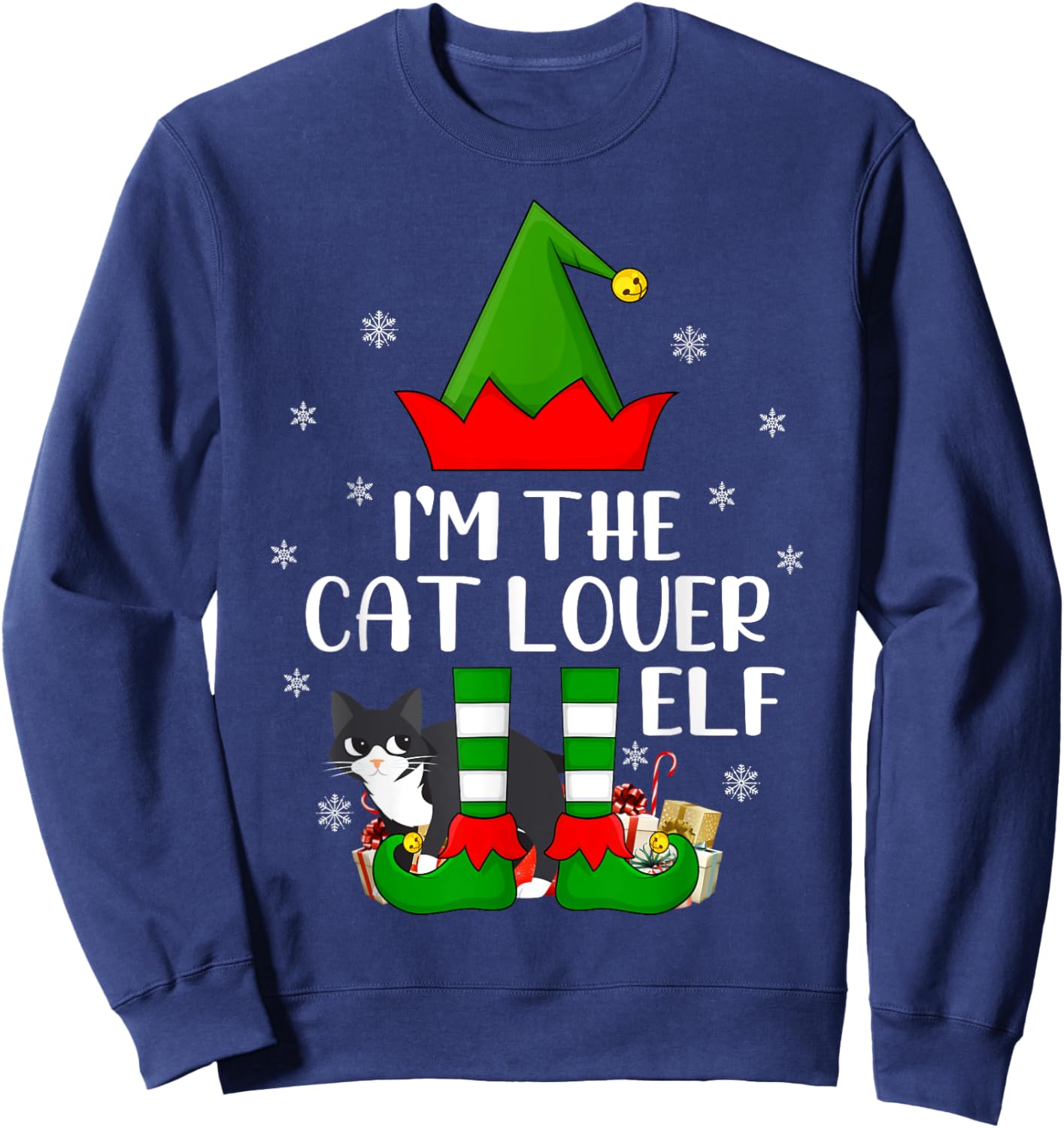 Matching Family I'm The Cat Lover Elf Christmas Women Kids Sweatshirt - Sweatshirt | Navy