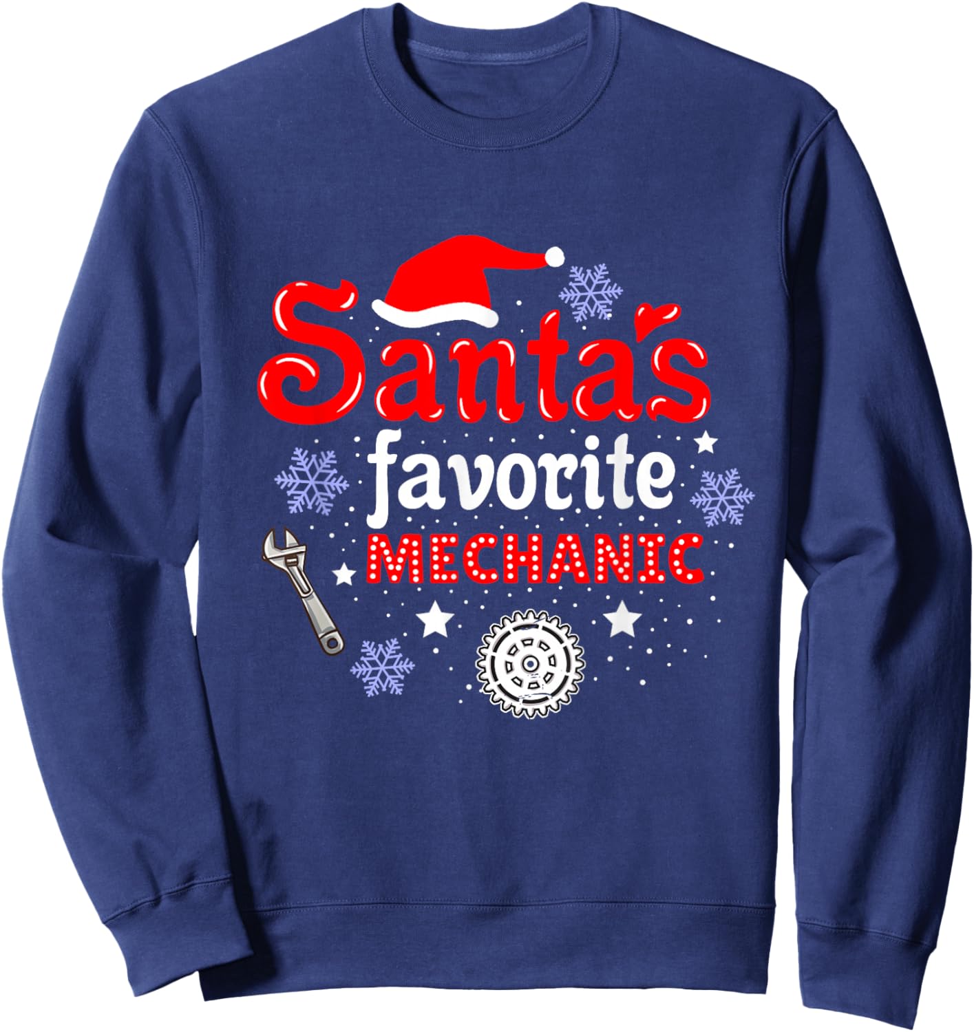 Santas Favorite Mechanic Christmas Sweatshirt - Sweatshirt | Navy