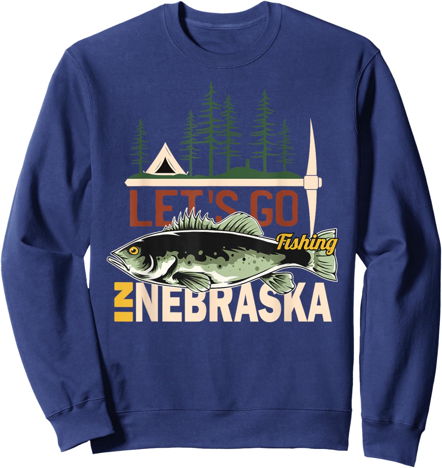 Camping Fishing in Nebraska - Nature Nebraska Fishing Sweatshirt - Sweatshirt | Navy