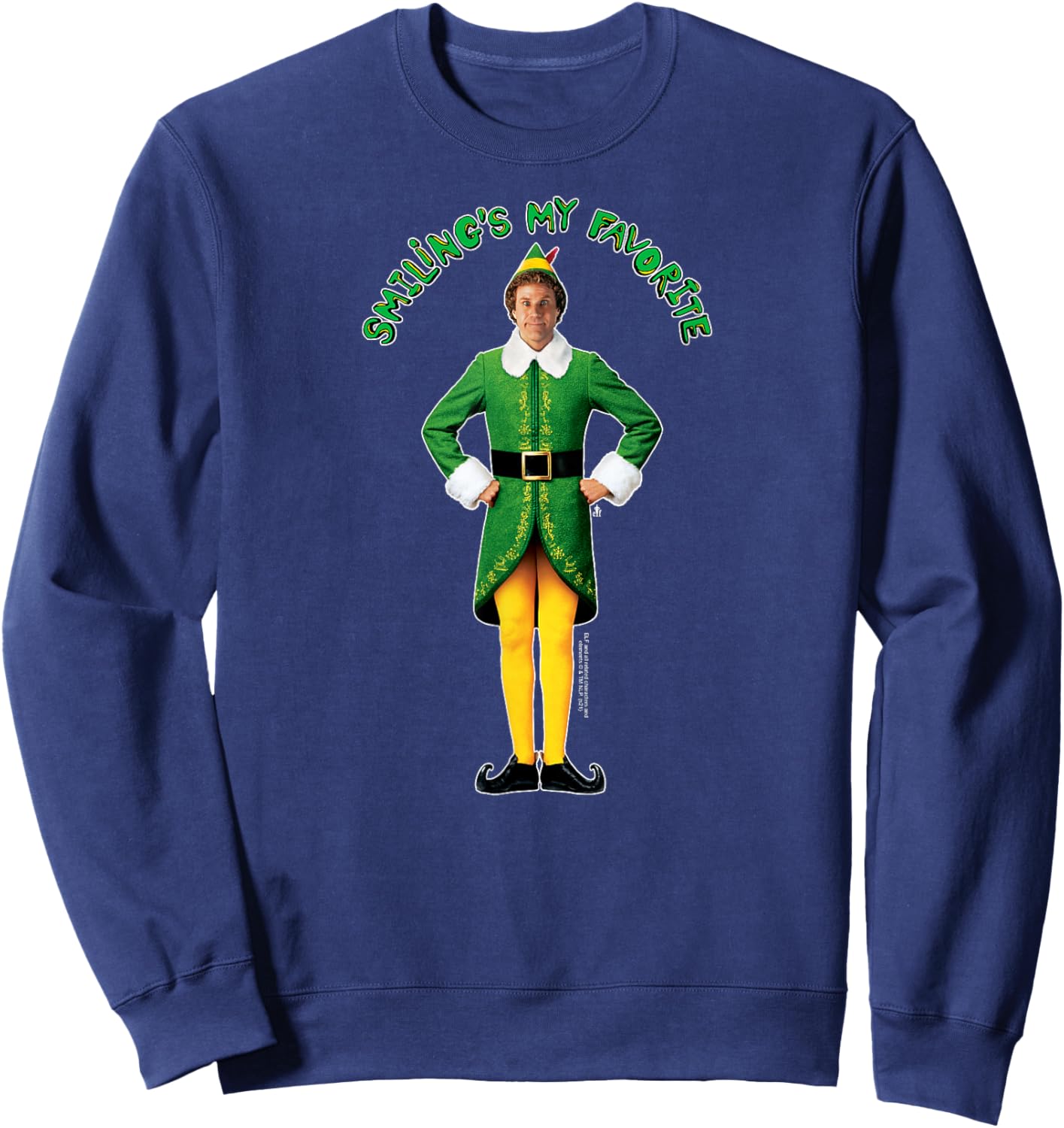 Elf Buddy Smiling's My Favorite Photo Funny Christmas Sweatshirt - Sweatshirt | Navy