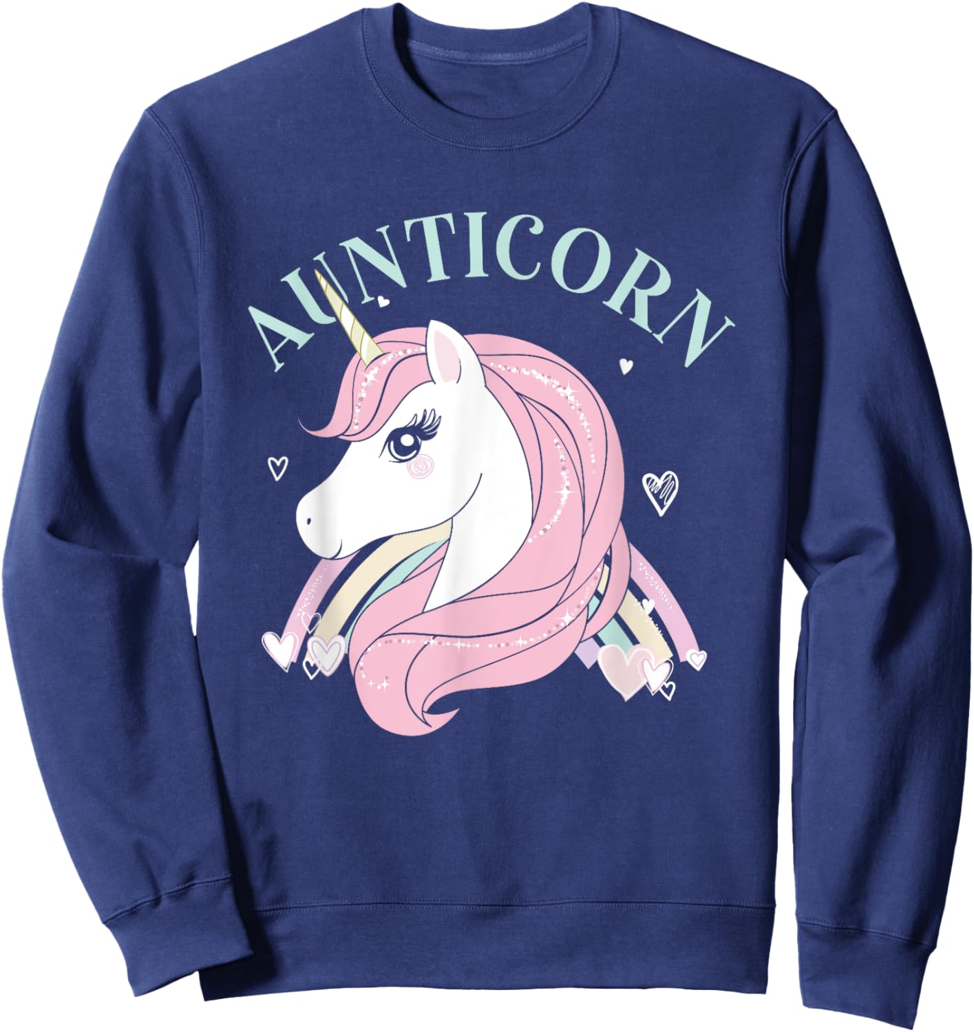 Aunticorn Aunt Unicorn Auntie Niece Nephew Sister Uncle Mom Sweatshirt - Sweatshirt | Navy