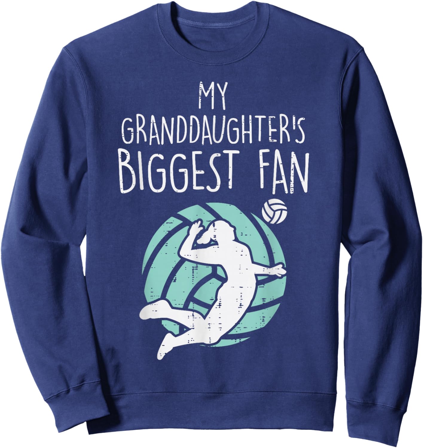 Granddaughters Biggest Fan Volleyball Family Grandma Grandpa Sweatshirt - Sweatshirt | Navy
